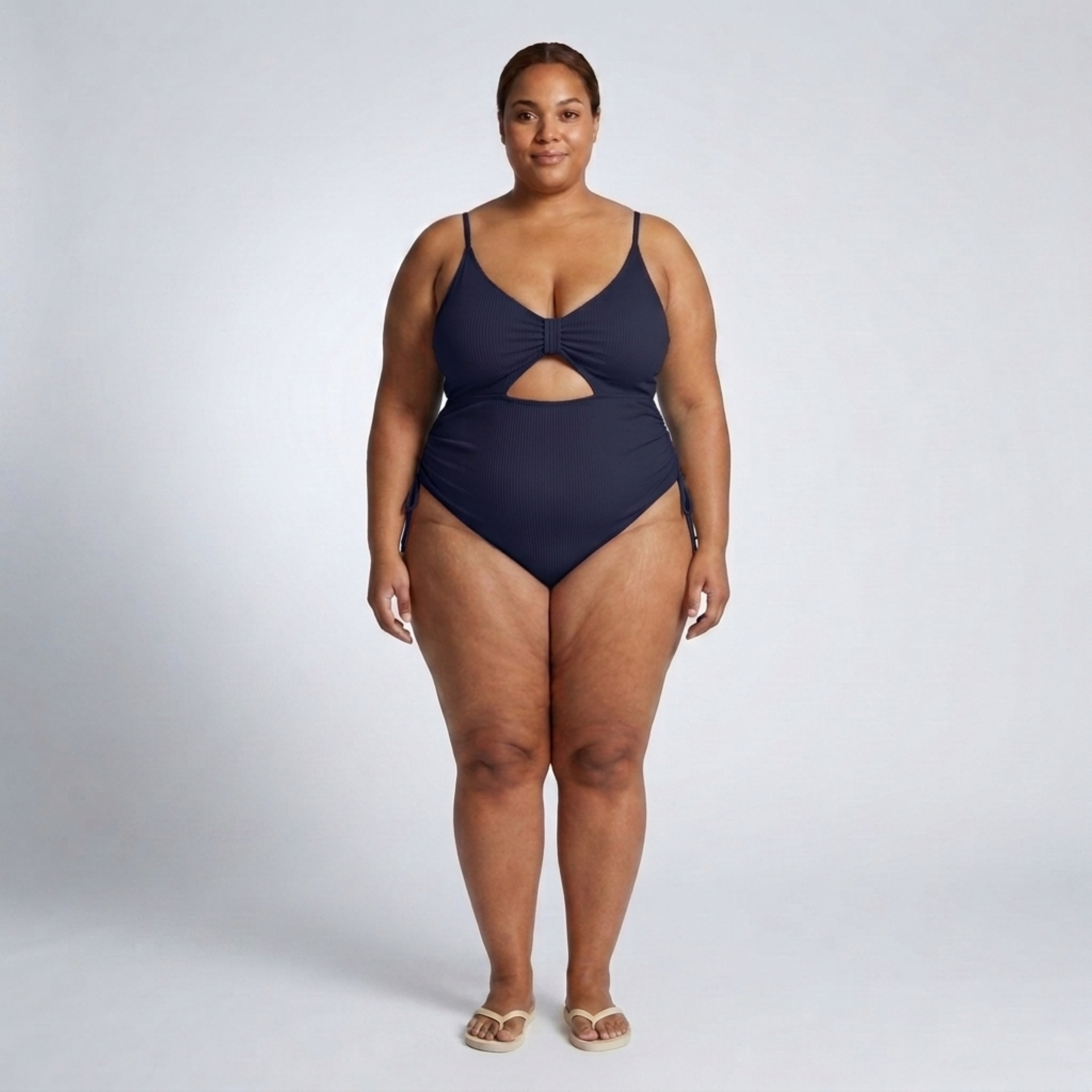 Plus Size One-Piece Swimsuit for Women with Cutout and Ruching