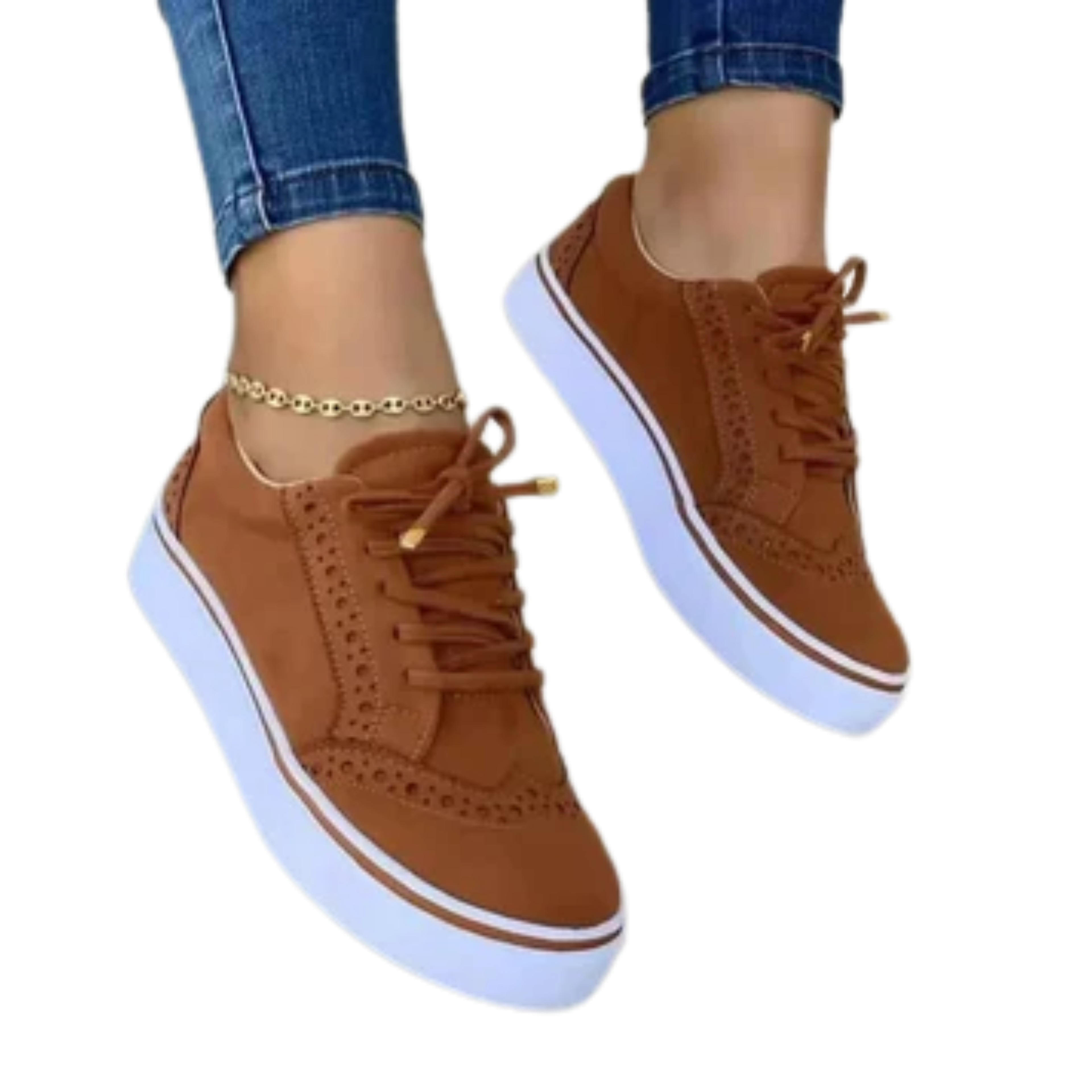 Women's walking shoes — wedge sole and floral toe — casual