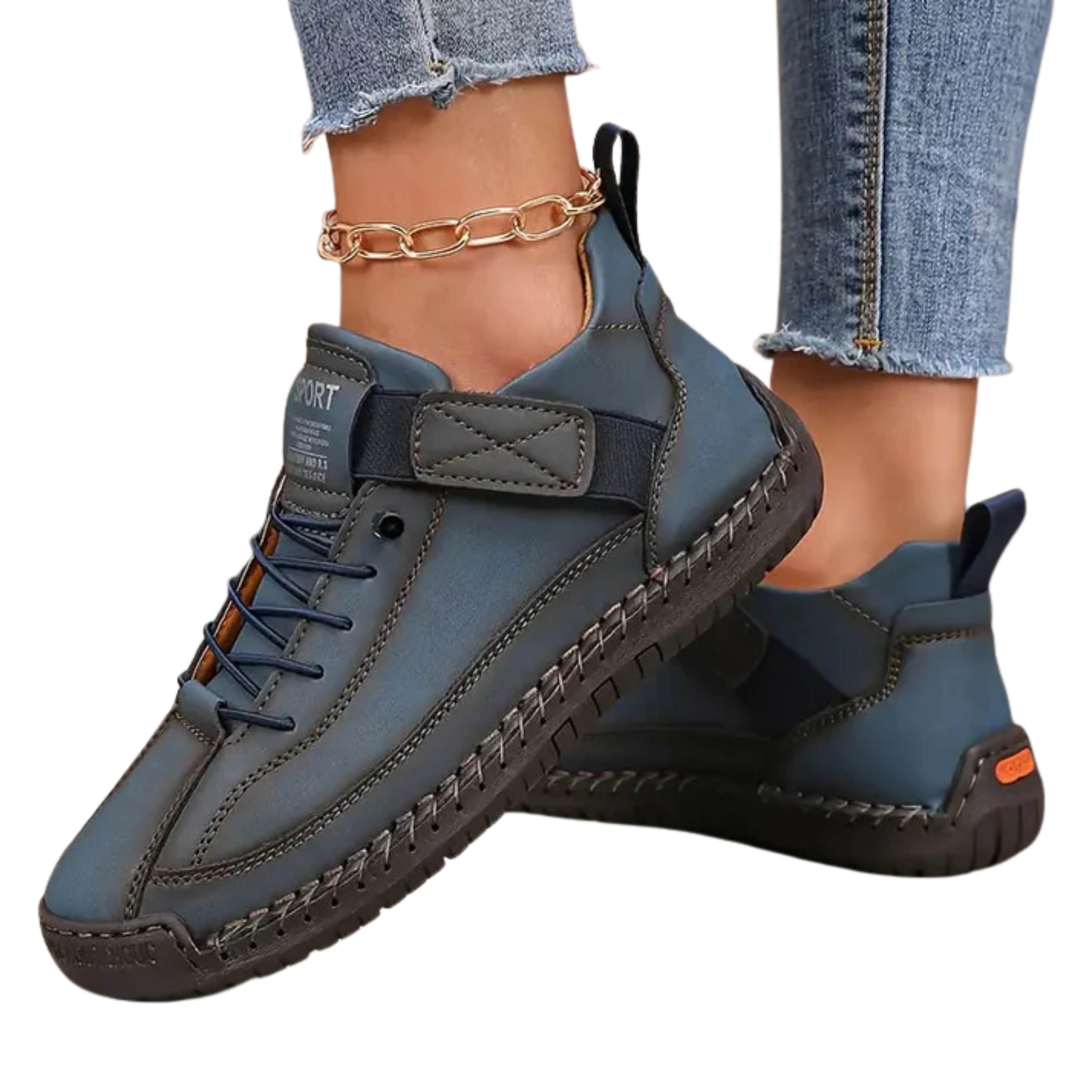 Women's comfort sneakers — laces and topstitching — casual style