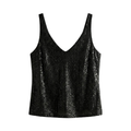 Sequin Tank Top with V-Neck and Sleeveless for Women