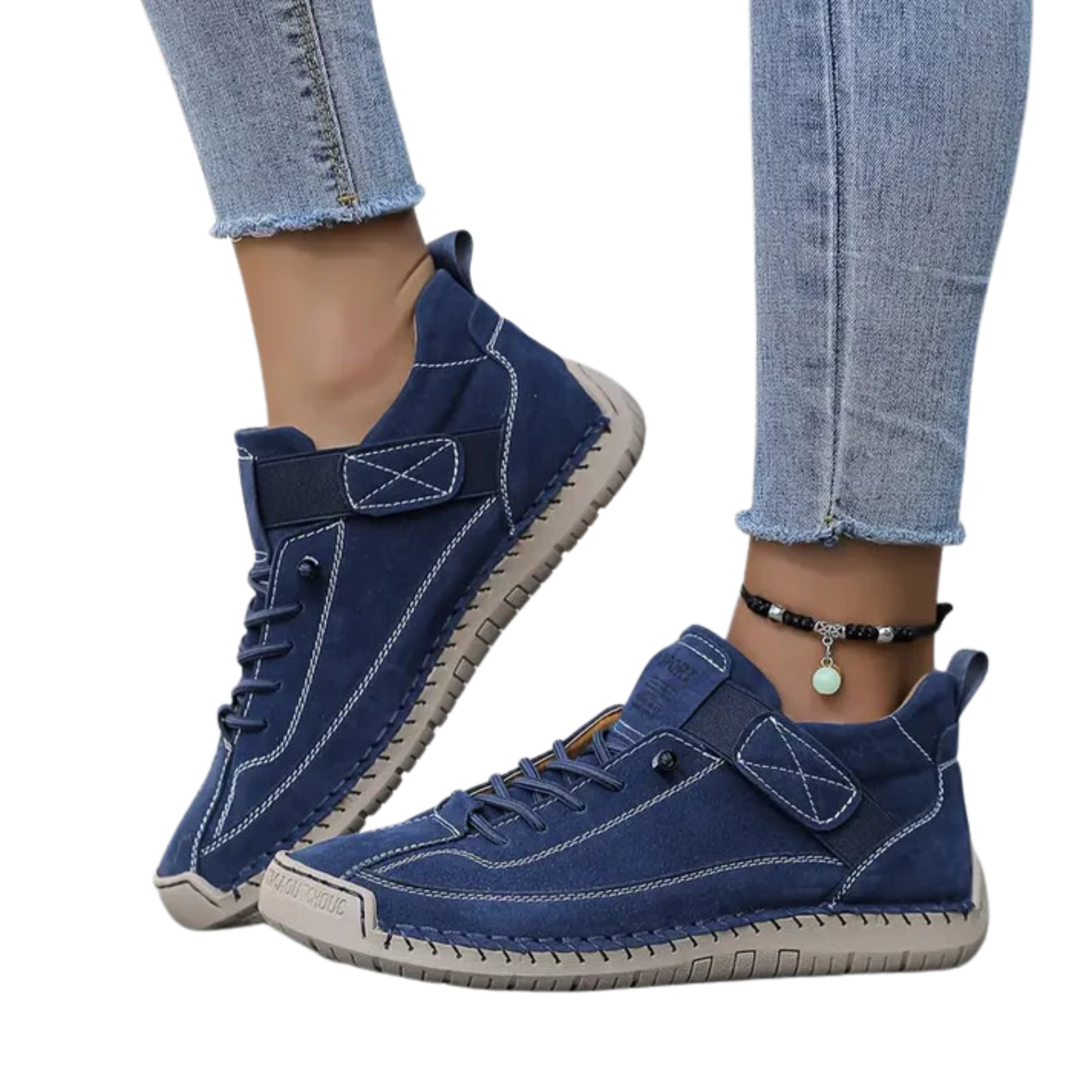 Women's comfort sneakers — laces and topstitching — casual style