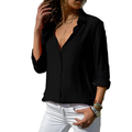 Women's fluid silk blouse — V-neck — office and evening