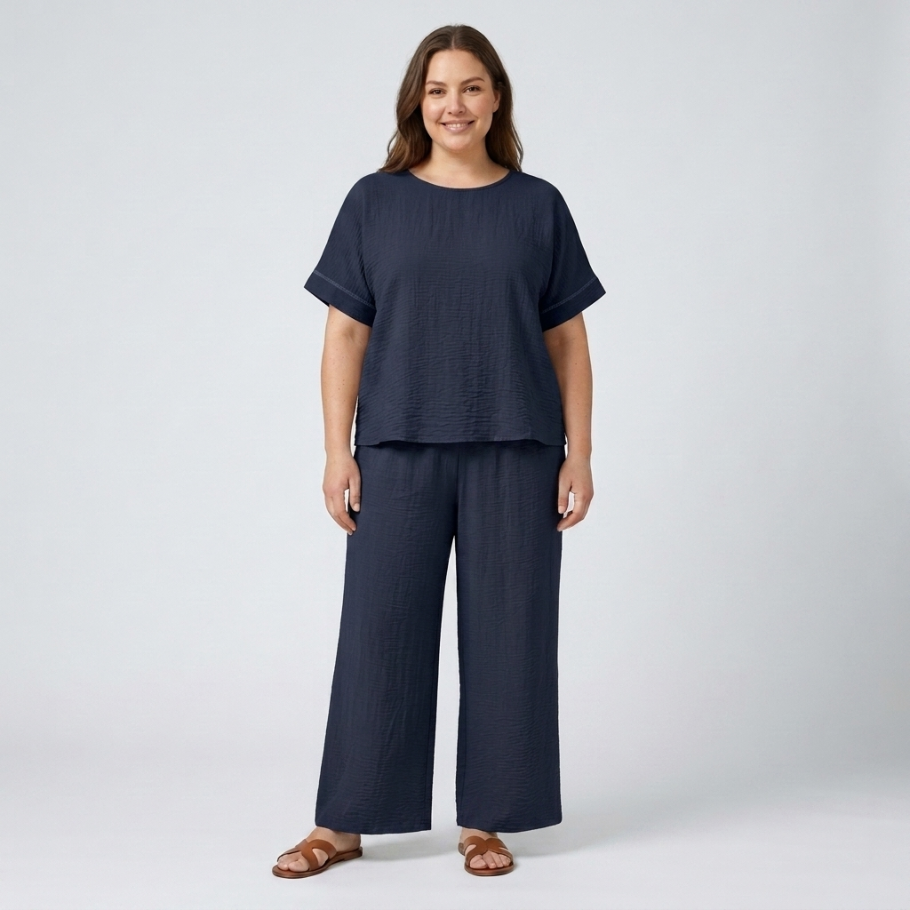 Casual plus size pants set for women