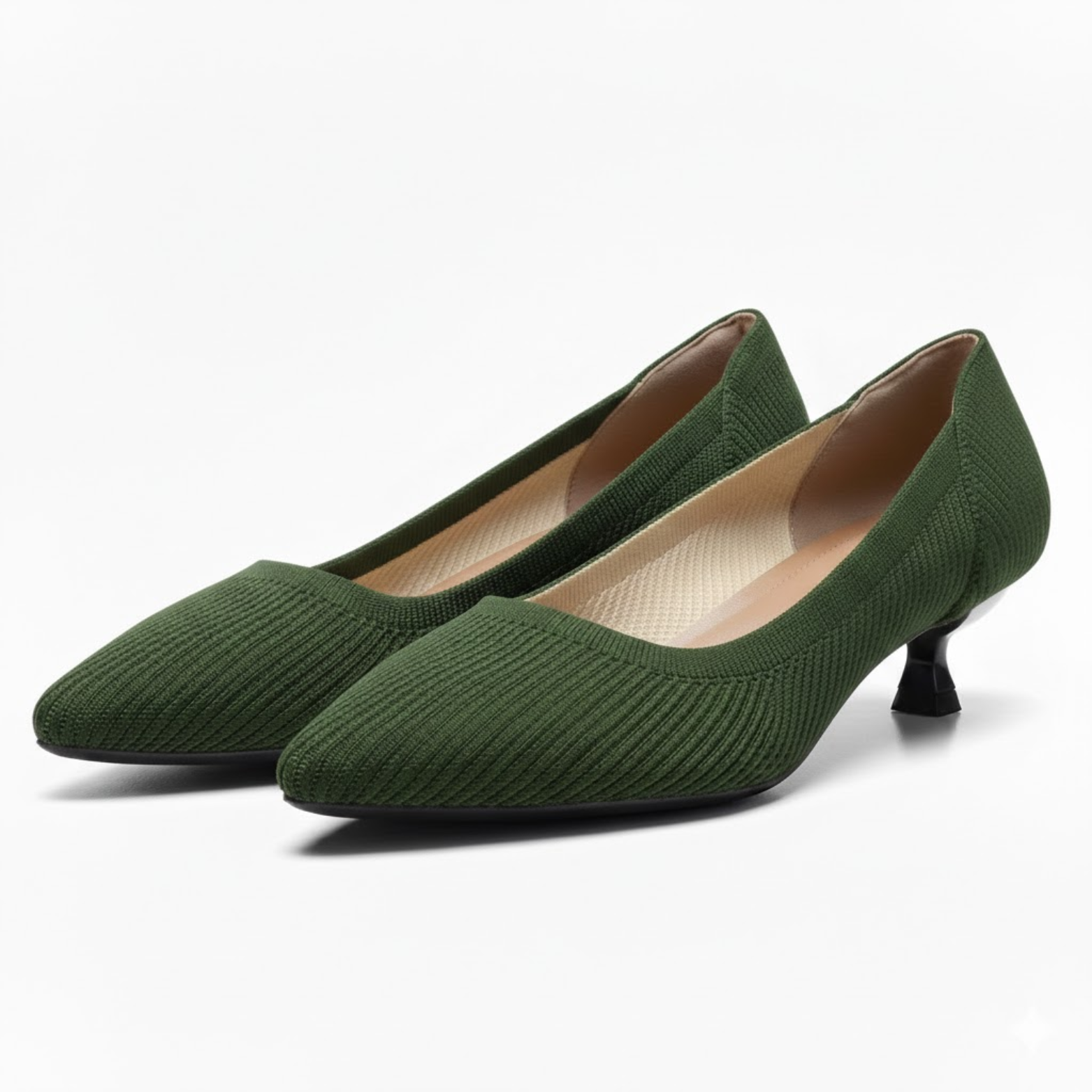 Pointed toe mesh pumps for women with small kitten heel