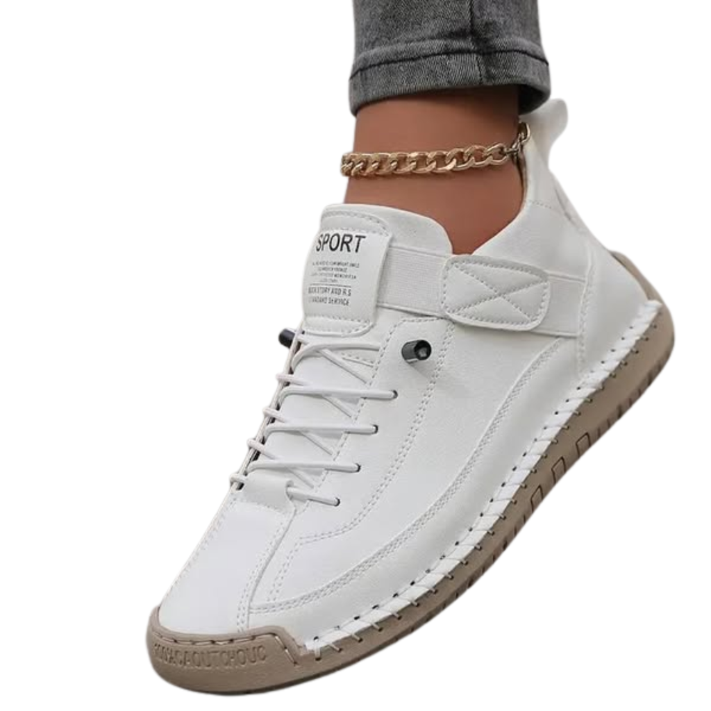 Women's comfort sneakers — laces and topstitching — casual style