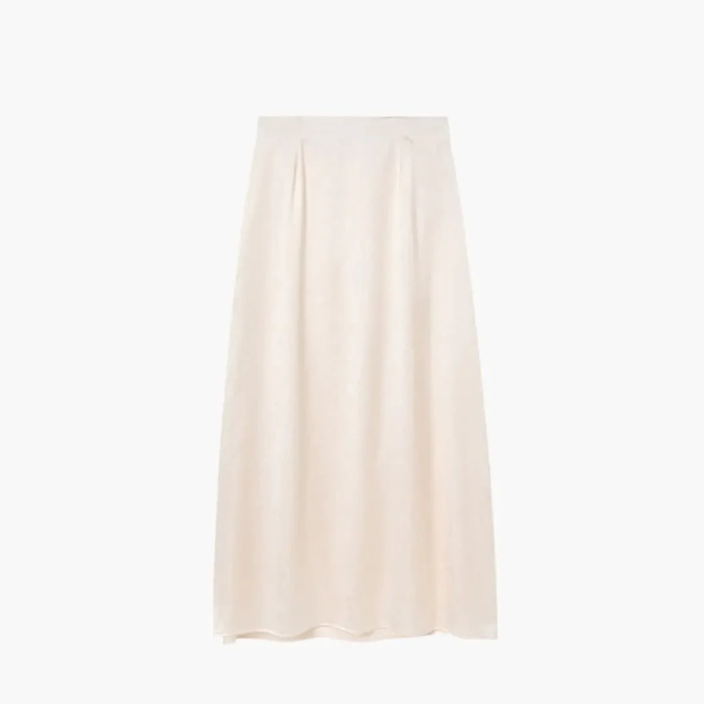 Long satin maxi skirt — high waist straight cut — evening wear