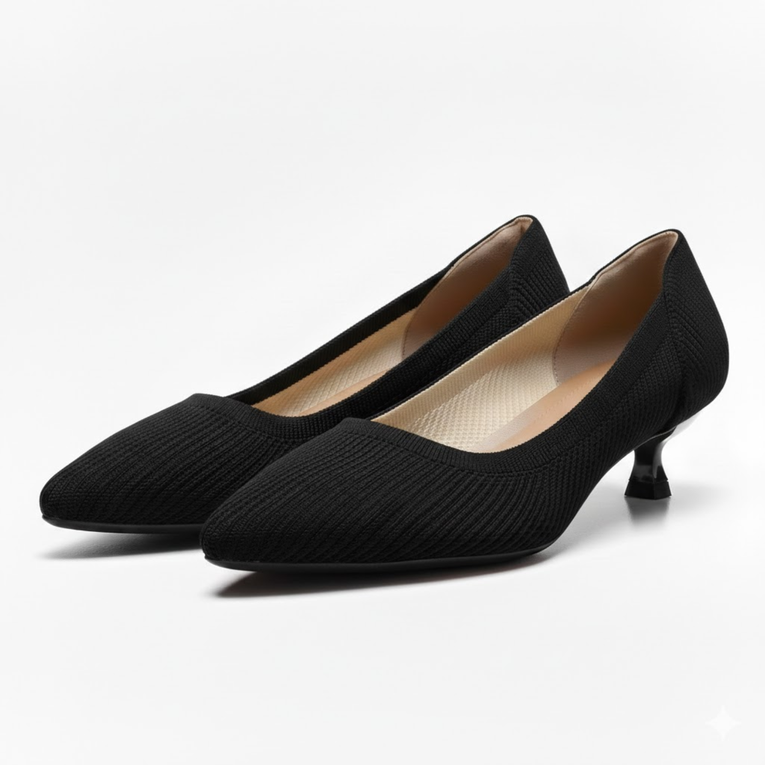 Pointed toe mesh pumps for women with small kitten heel