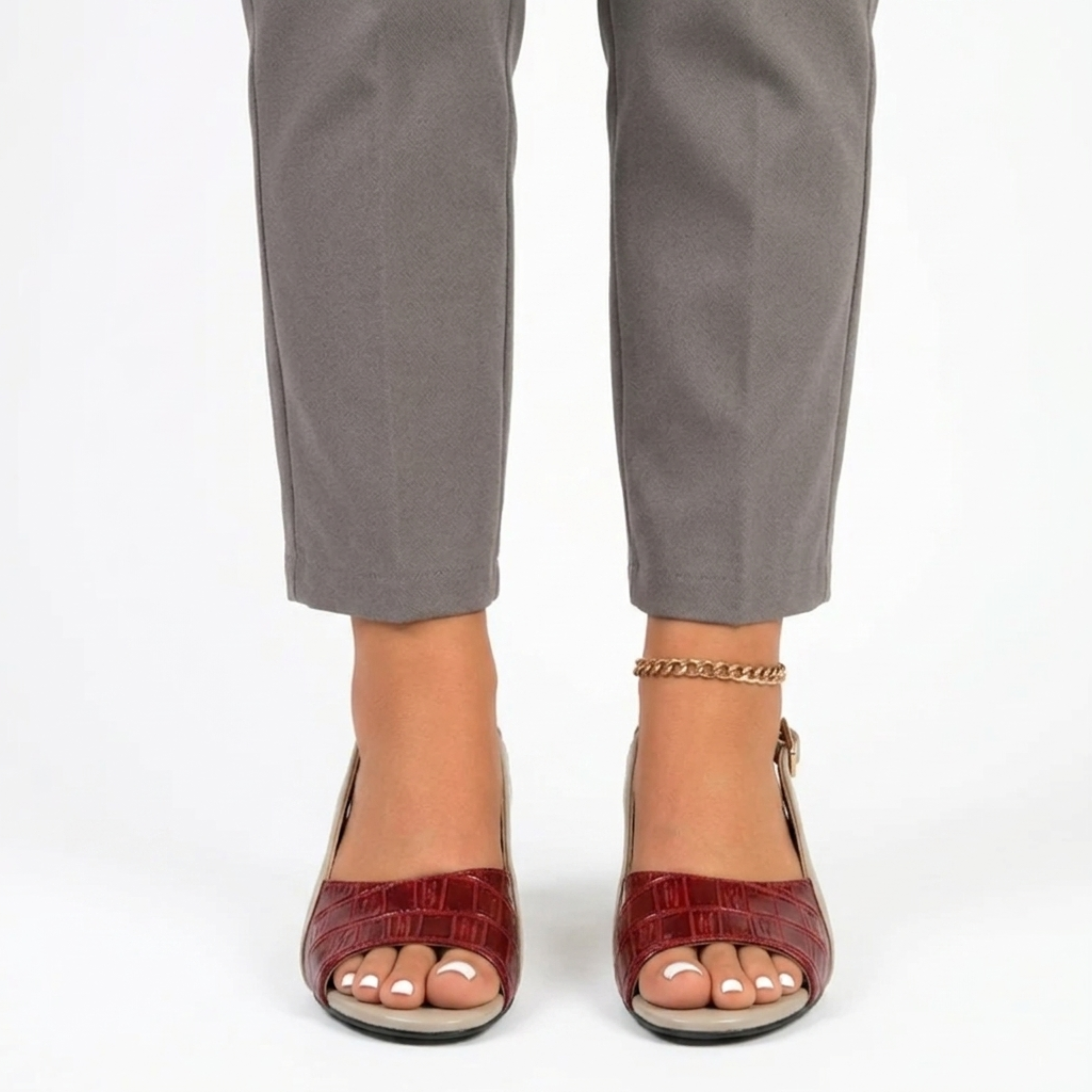 Women's slingback sandals — block heel and open toe — office