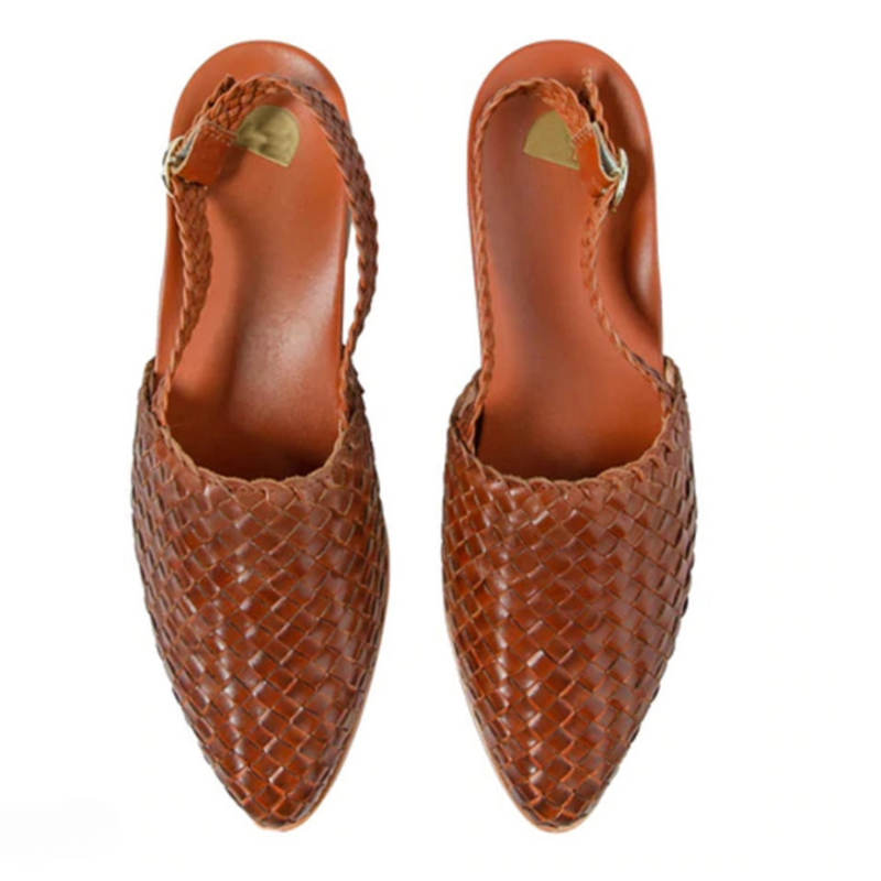 Woven open-toe women's sandals - flat buckle sandals - everyday use