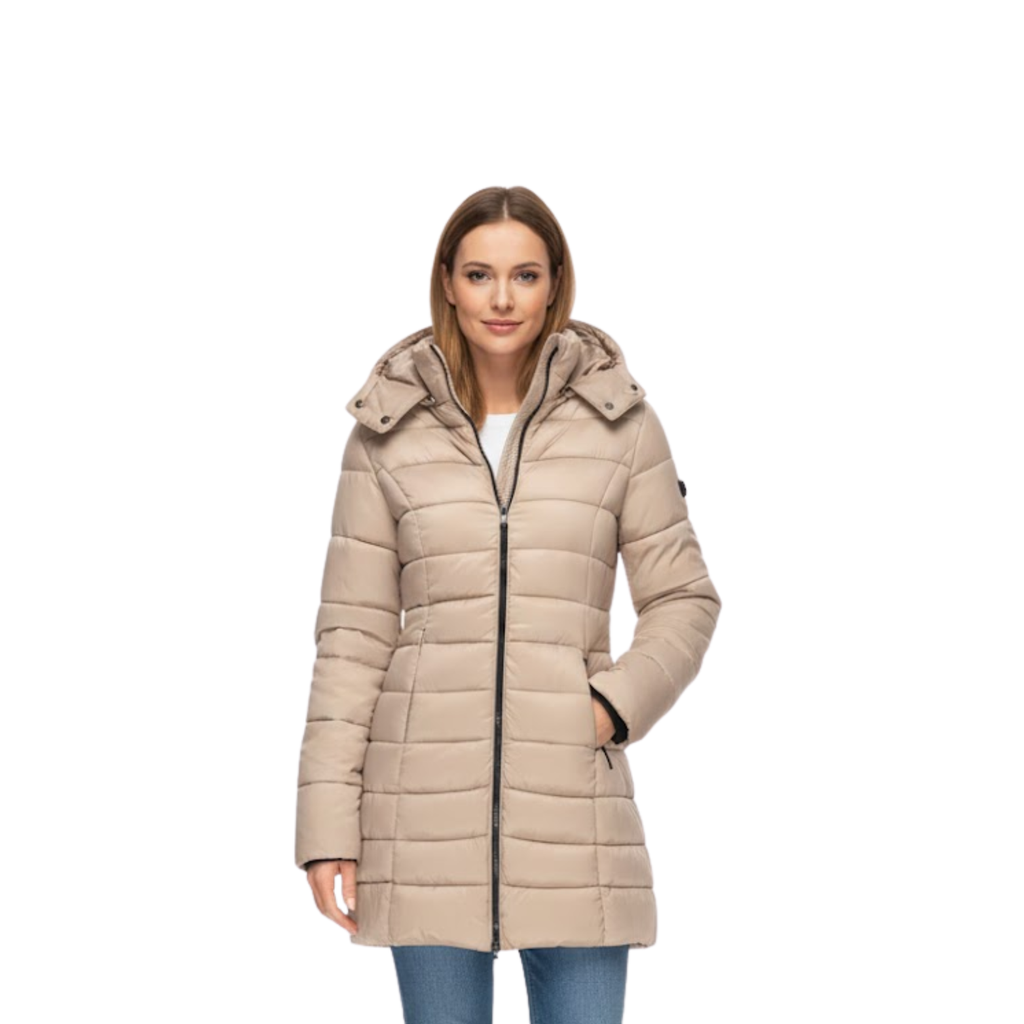 Women's Mid-Length Quilted Parka with Hood