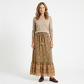 Long cotton maxi skirt — leopard print with ruffles — summer vacation