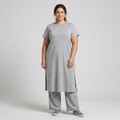 Plus size two-piece set for women with long tunic and loose pants