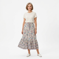 Long floral maxi skirt — high waist with lacing — summer vacation