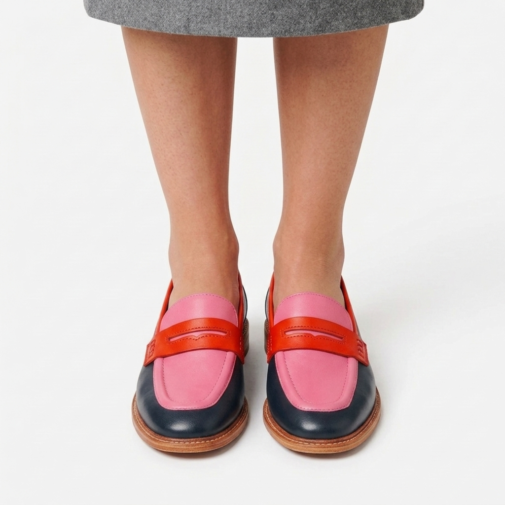 Multicolored flat sole moccasins for everyday wear