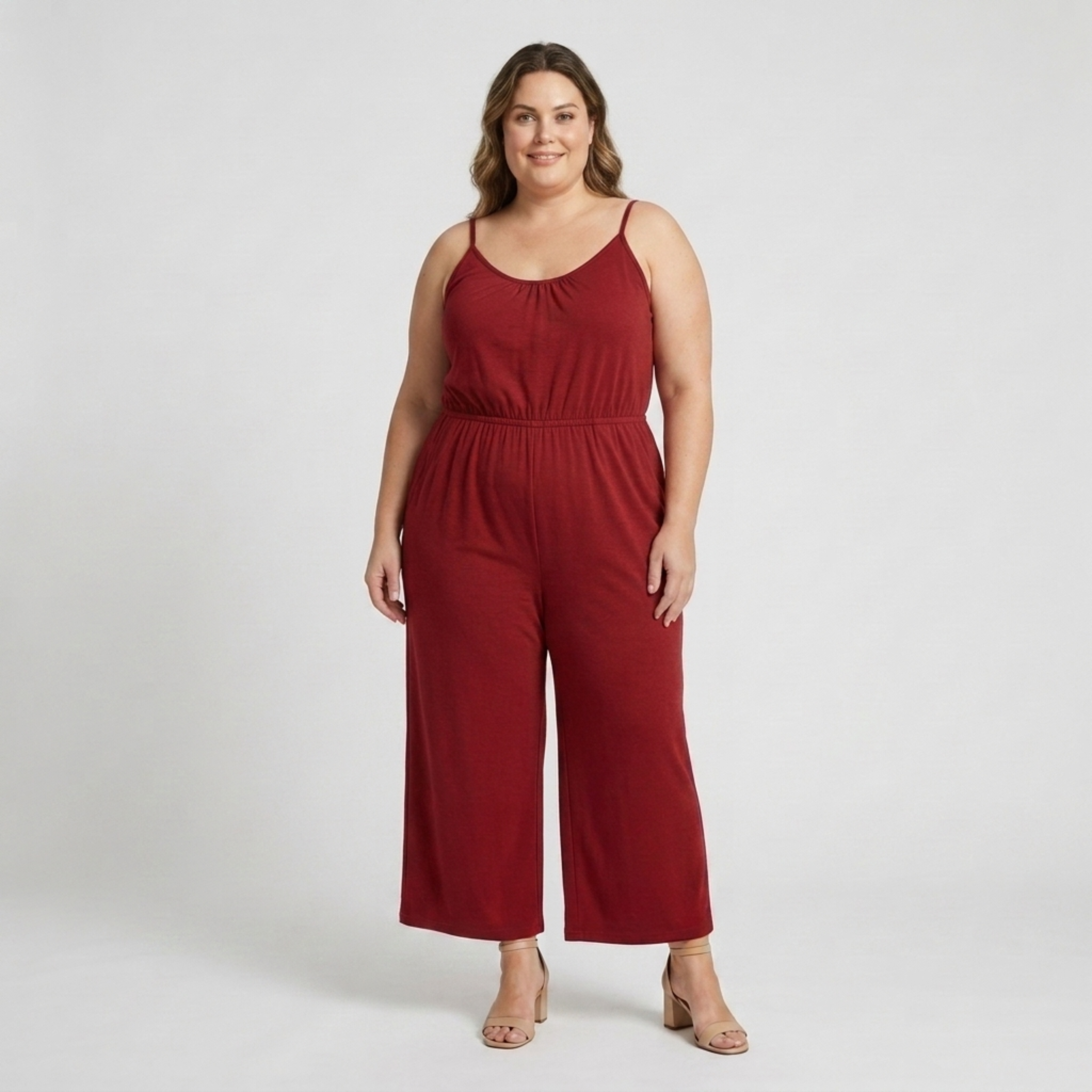 Plus size women's loose and casual wide-leg jumpsuit