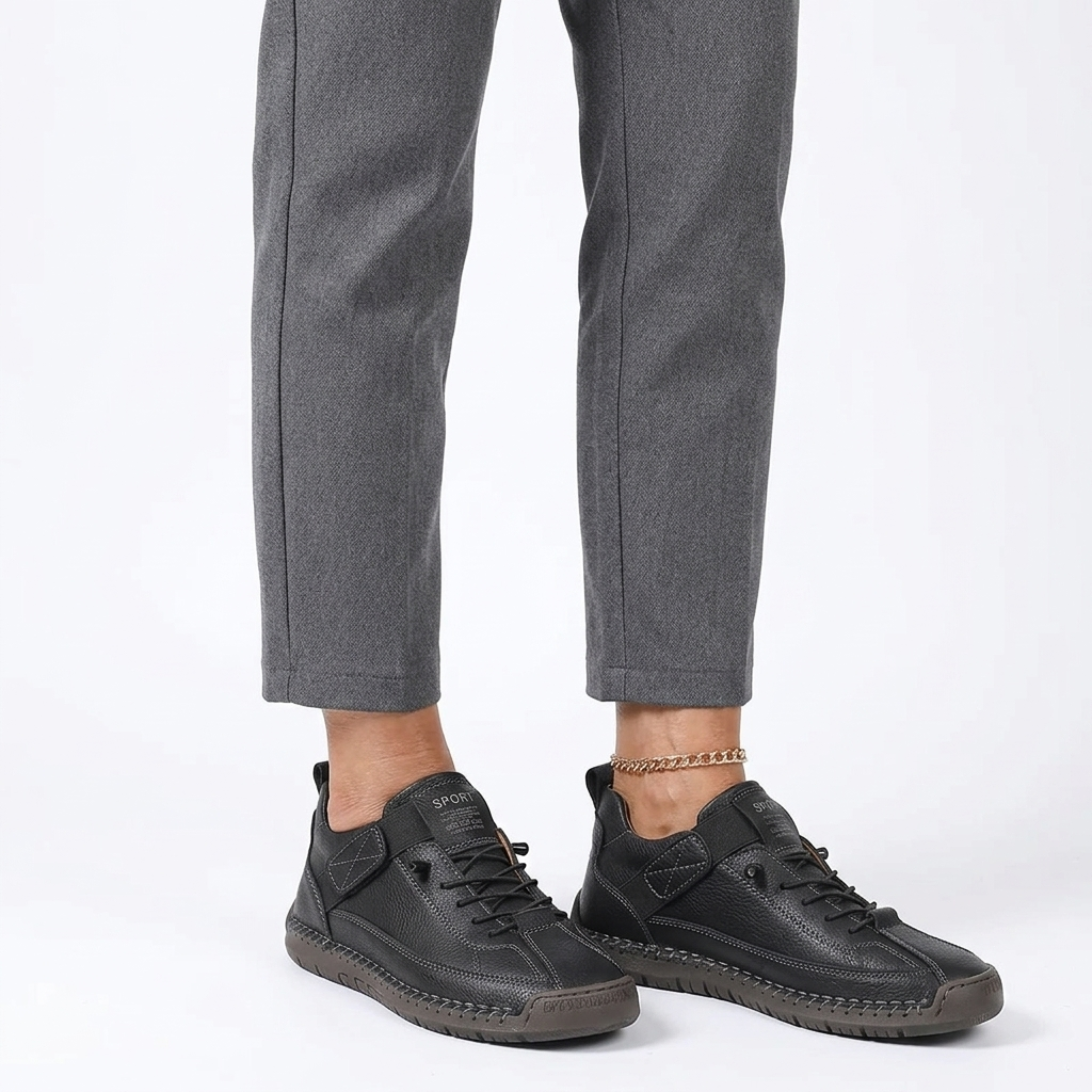 Women's comfort sneakers — laces and topstitching — casual style