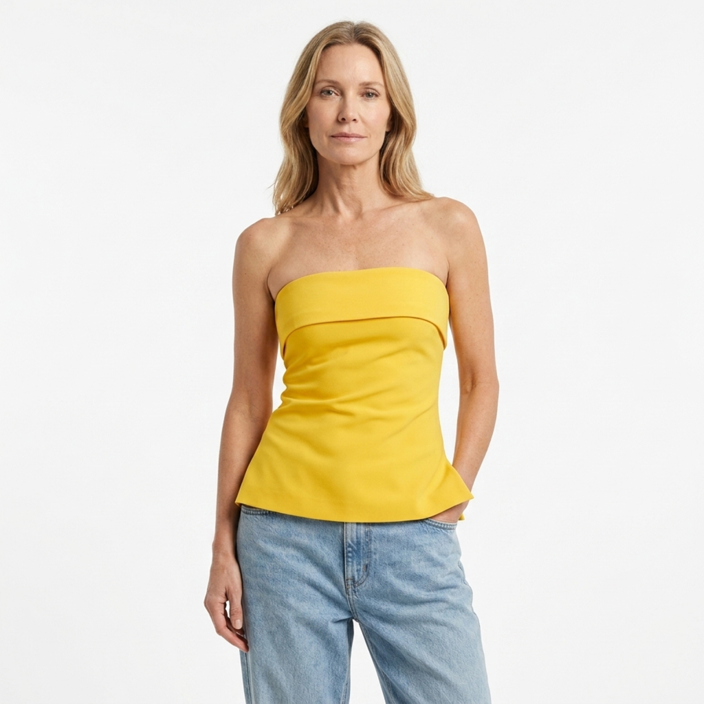 Short crop top for women in linen — strapless — beach