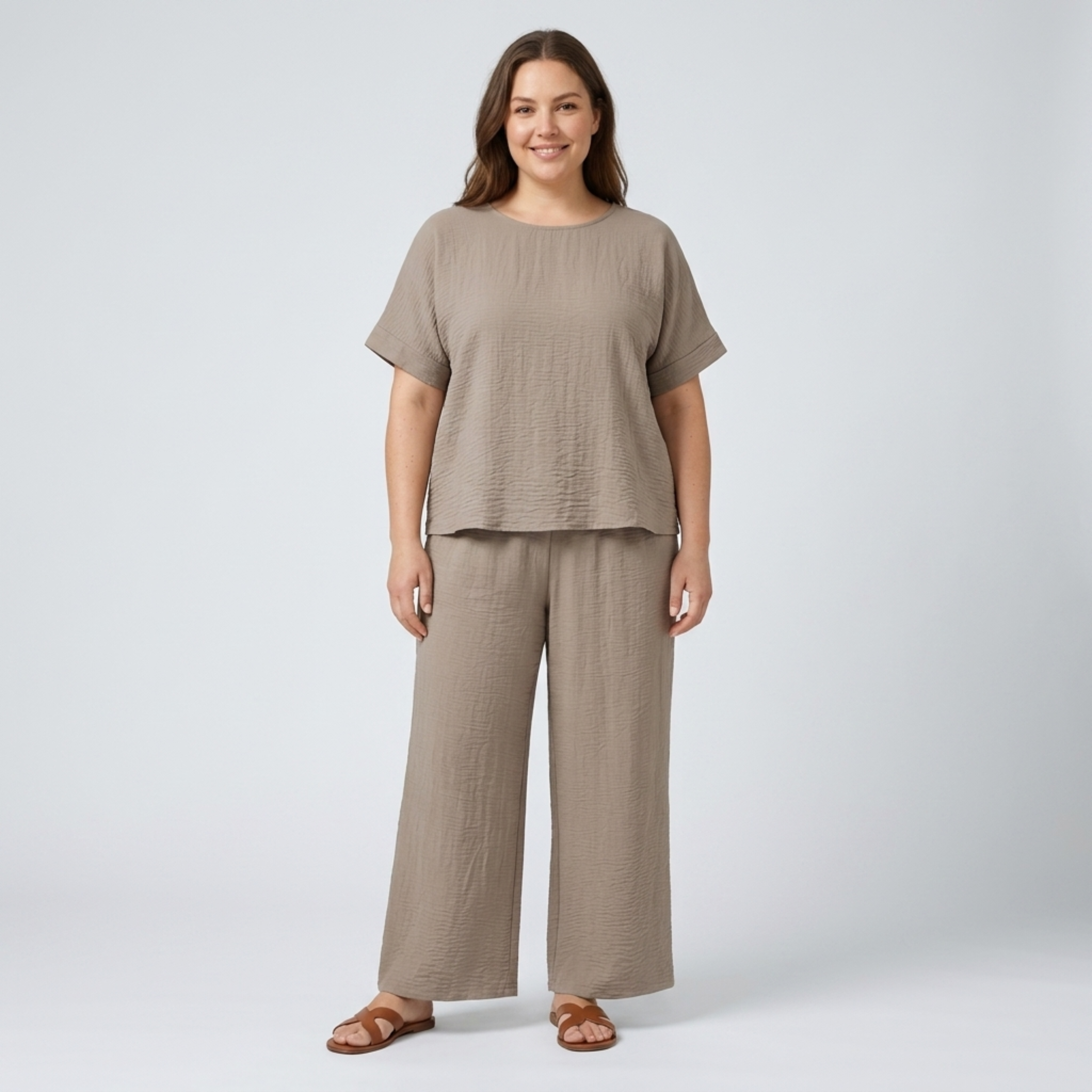 Casual plus size pants set for women