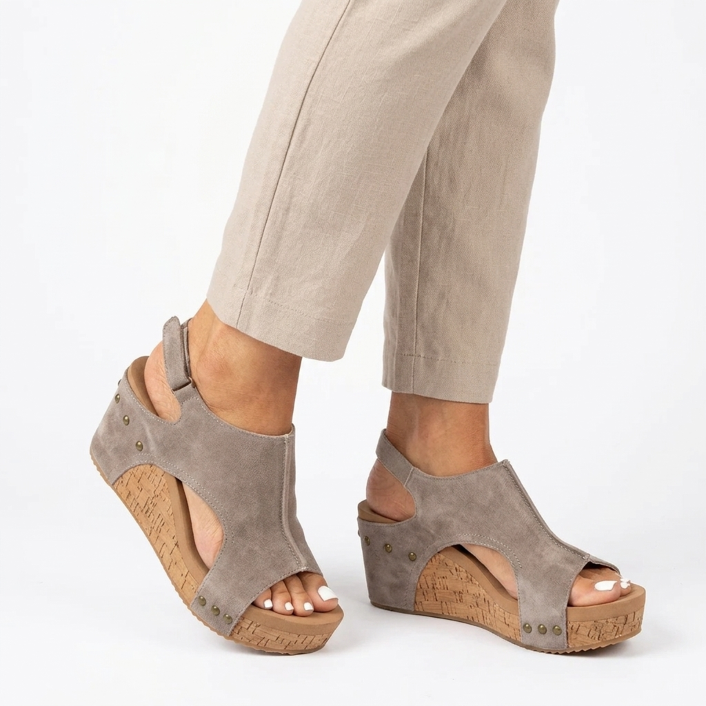 Women's platform sandals — adjustable strap and studs — casual