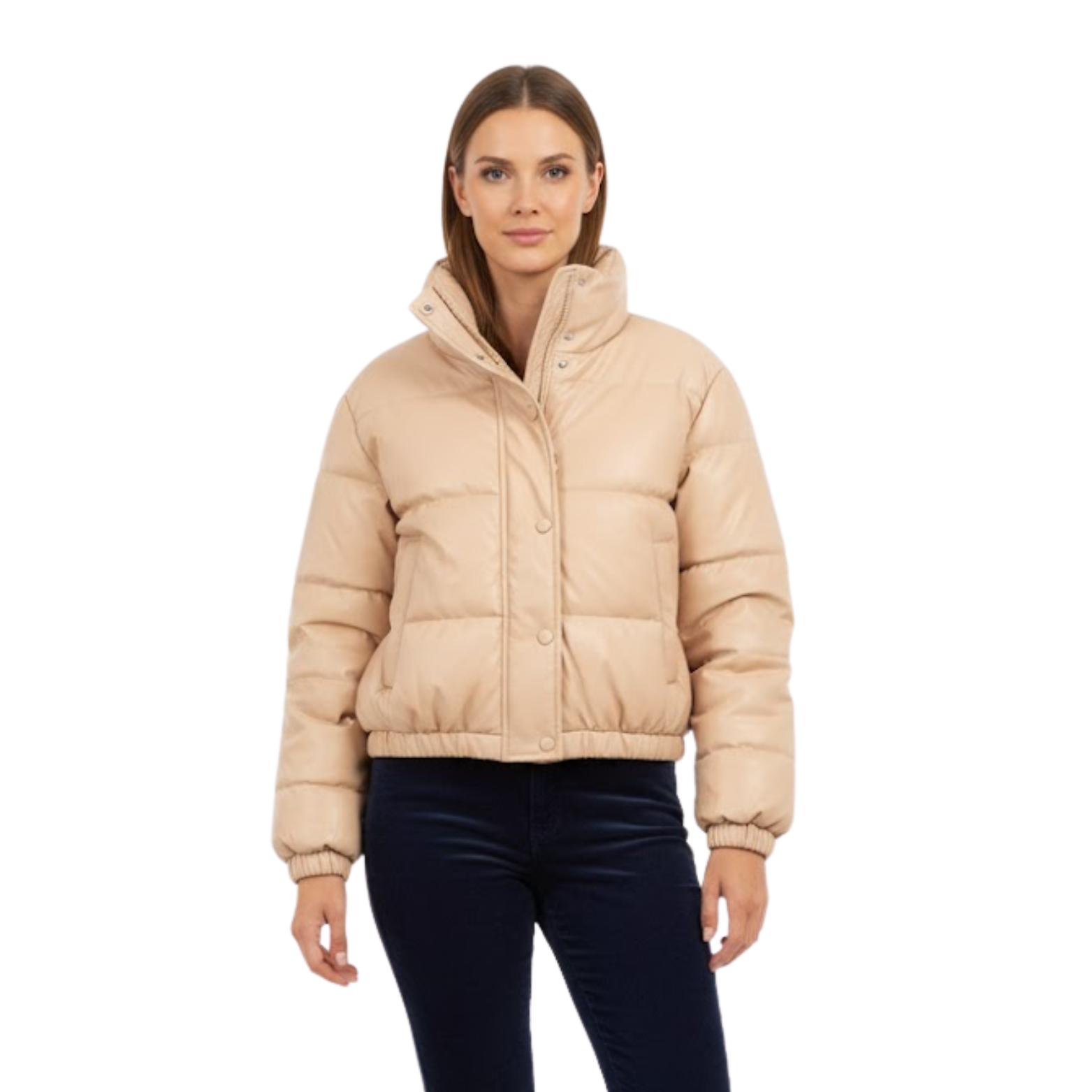 Elegant Thick and Warm Women's Winter Jacket in Faux Leather