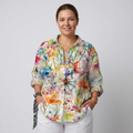 Plus size floral print long sleeve blouse for women