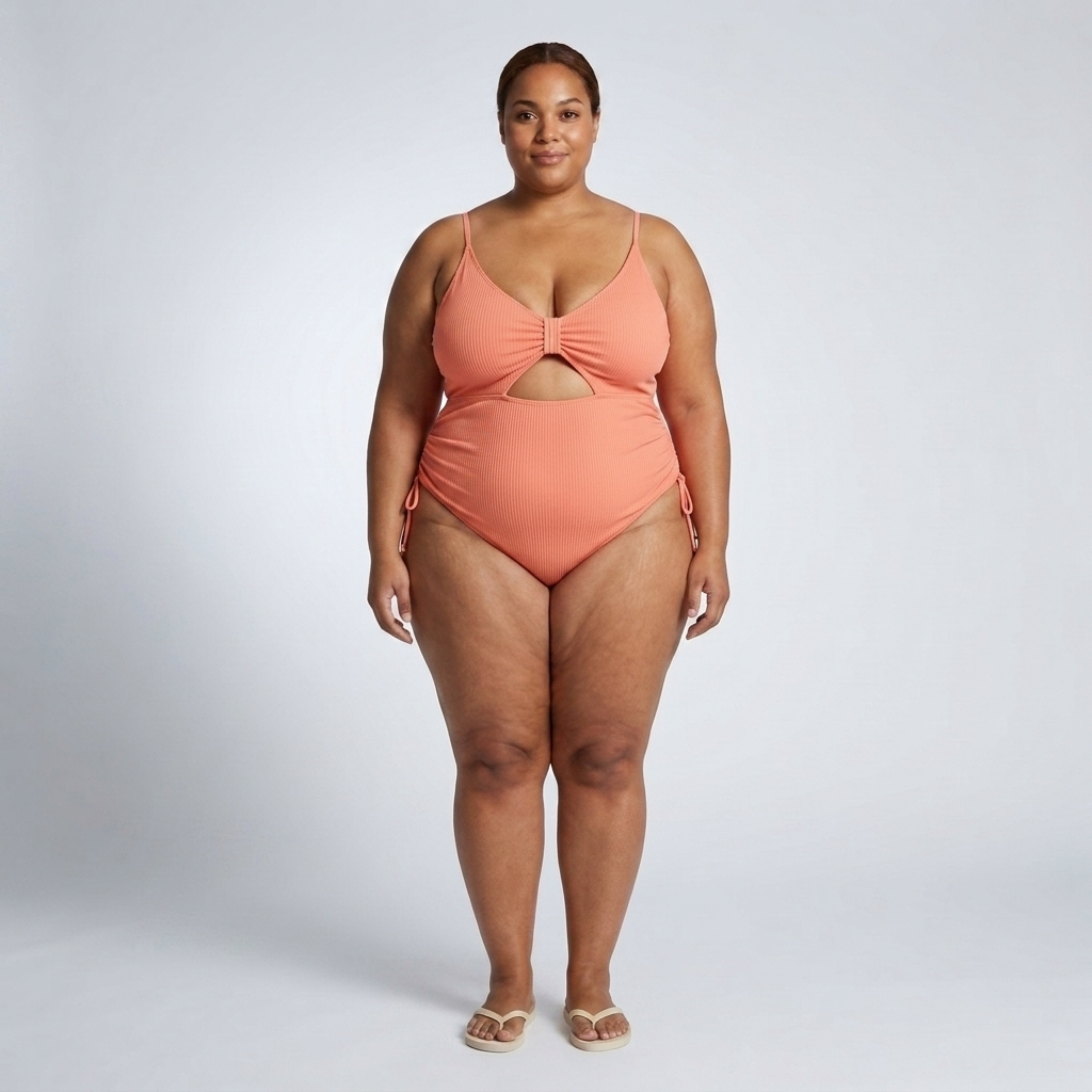 Plus Size One-Piece Swimsuit for Women with Cutout and Ruching