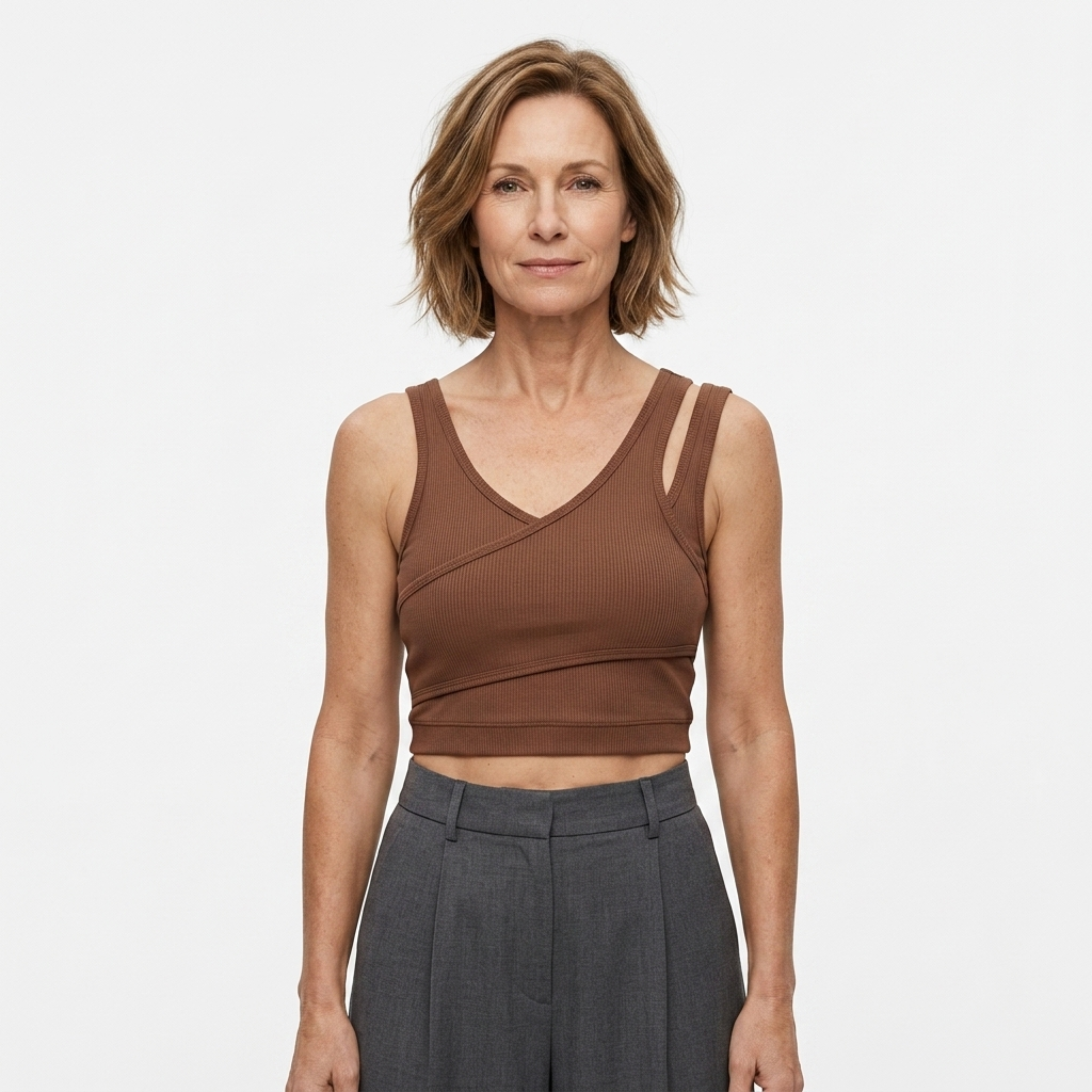 Short crop tank top — V-neck — bohemian style