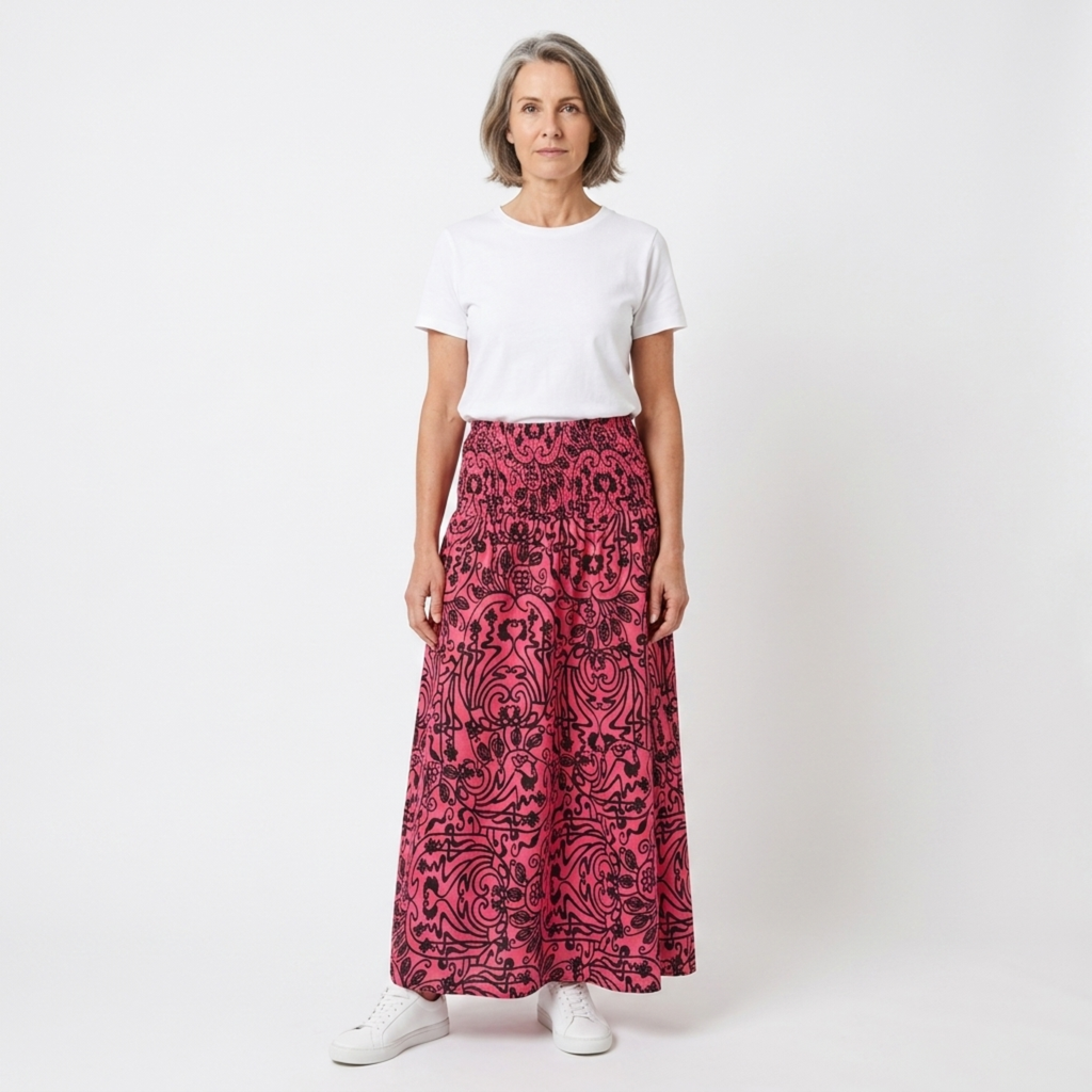 Bohemian long maxi skirt — elastic high waist — summer vacation