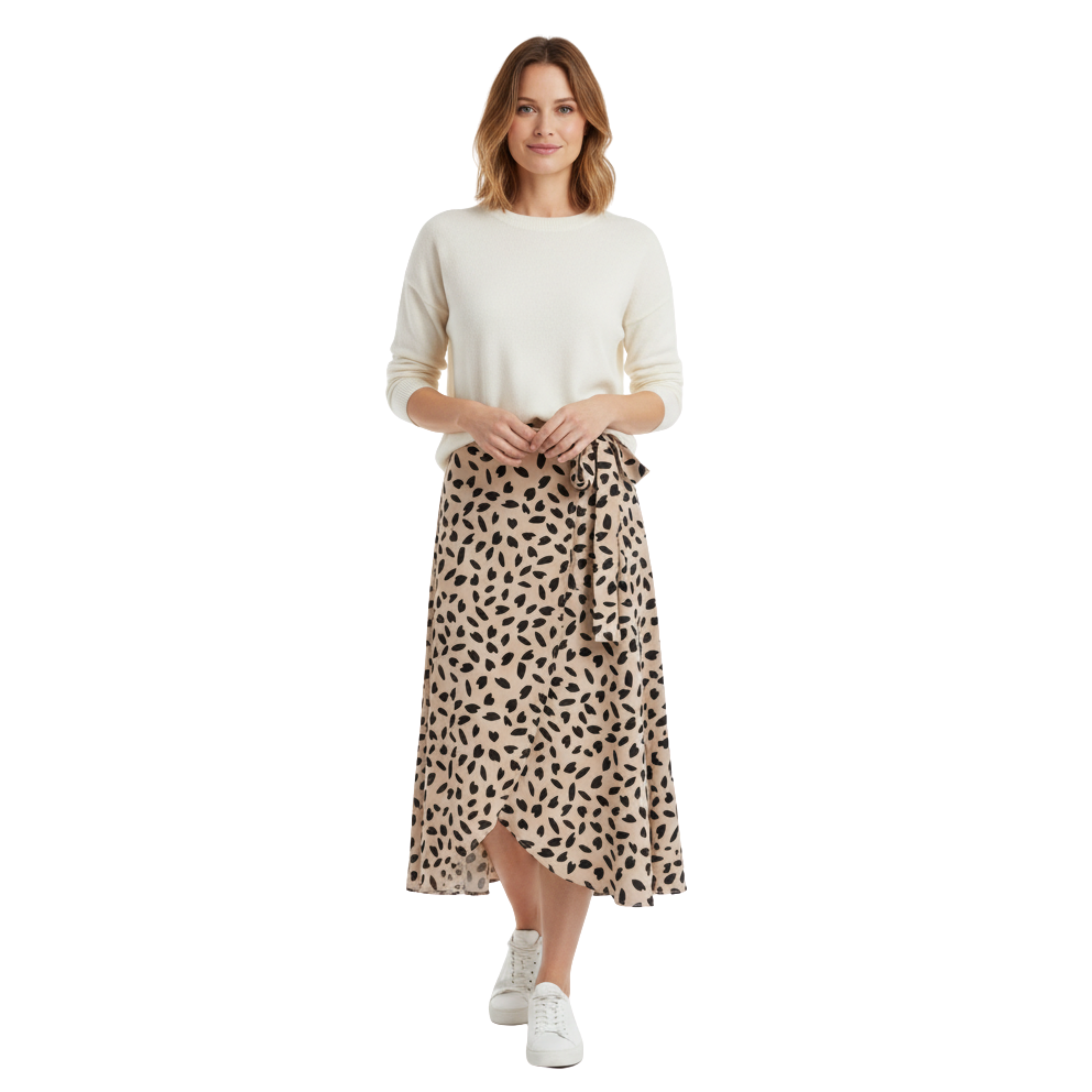 Bohemian high-waisted wrap skirt for women with side tie and asymmetrical hem