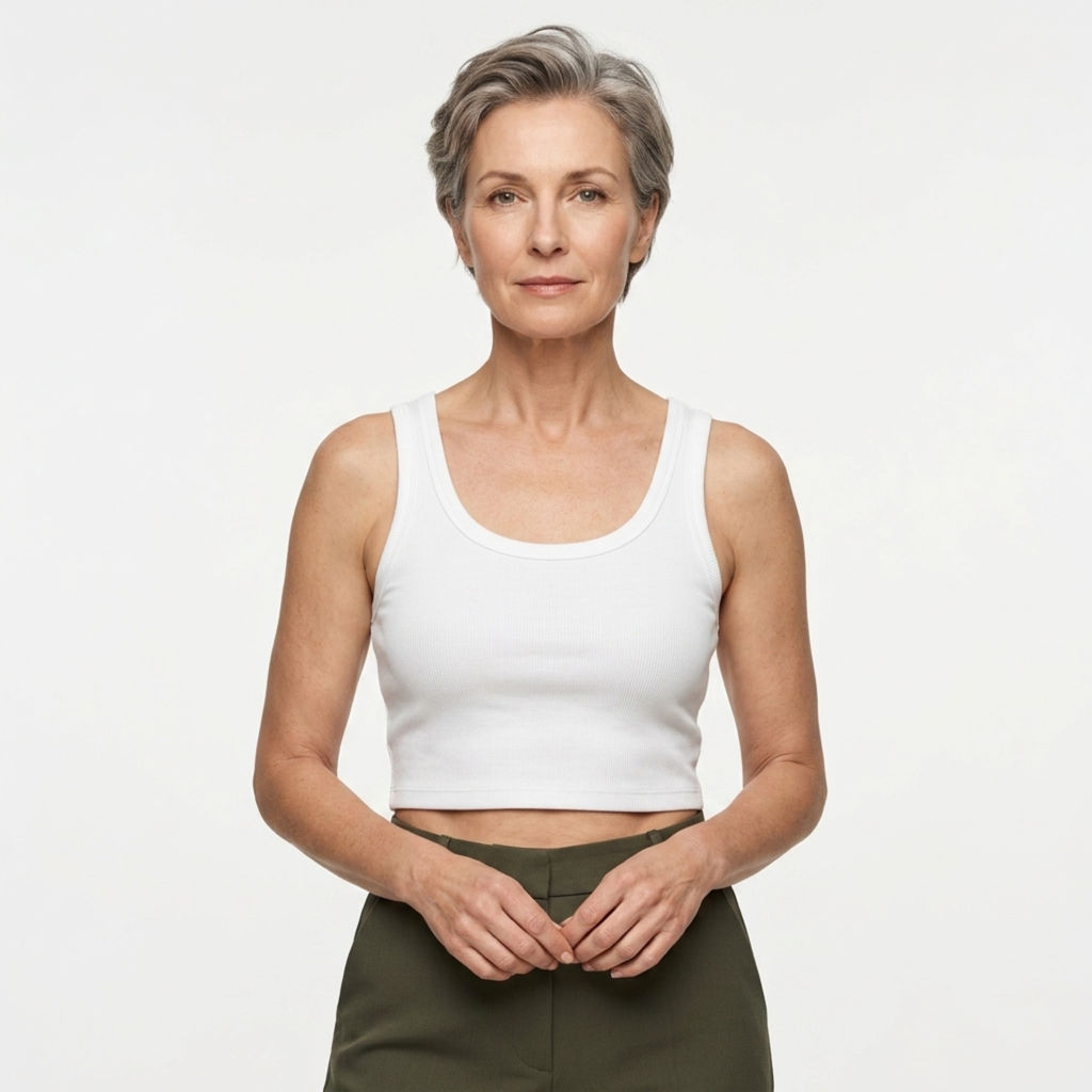 Women's cropped tank top — ribbed knit — square neckline — beach and vacation