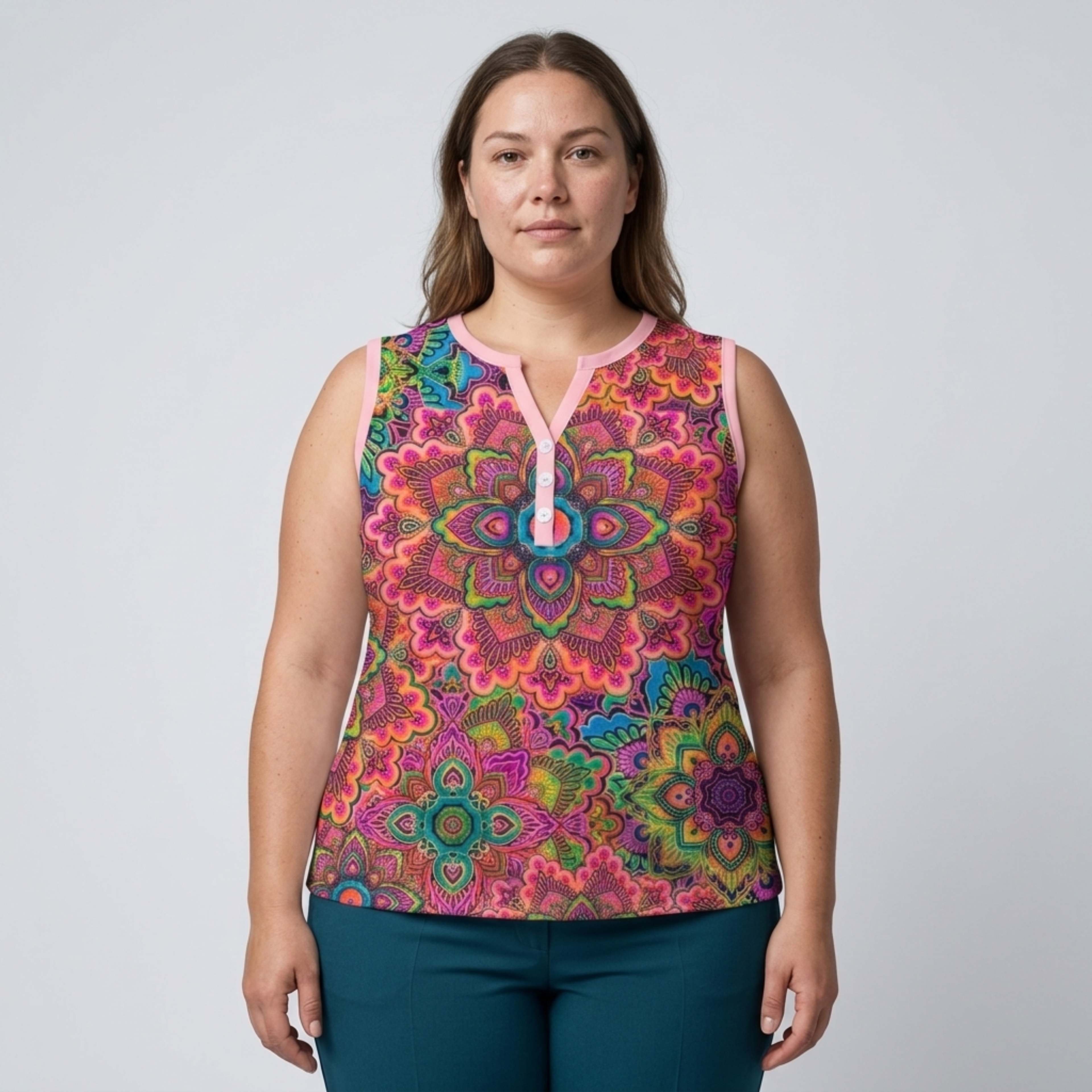 Plus size V-neck tank top for women