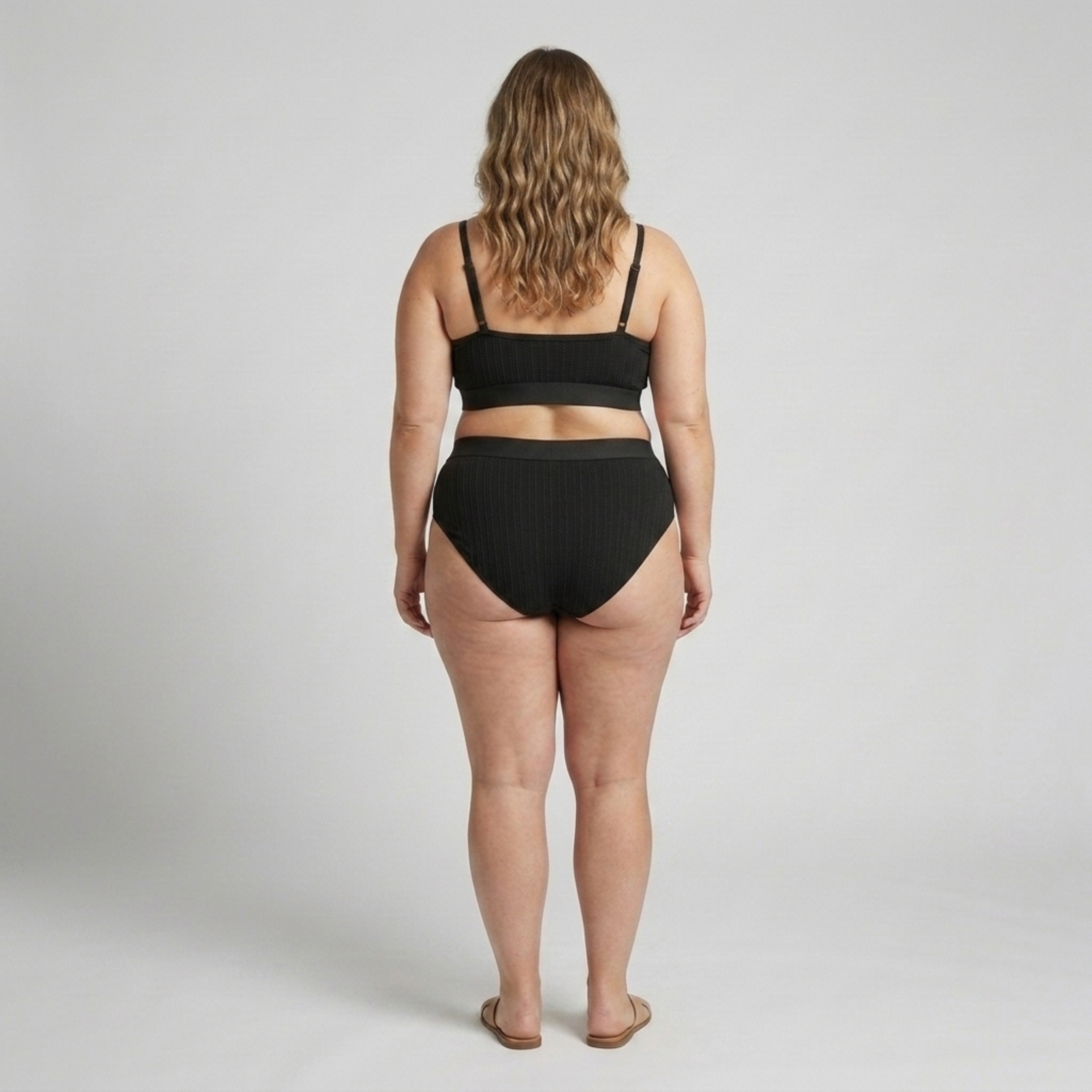 Plus Size Two-Piece Bikini for Women High-Waisted Ribbed Swimsuit