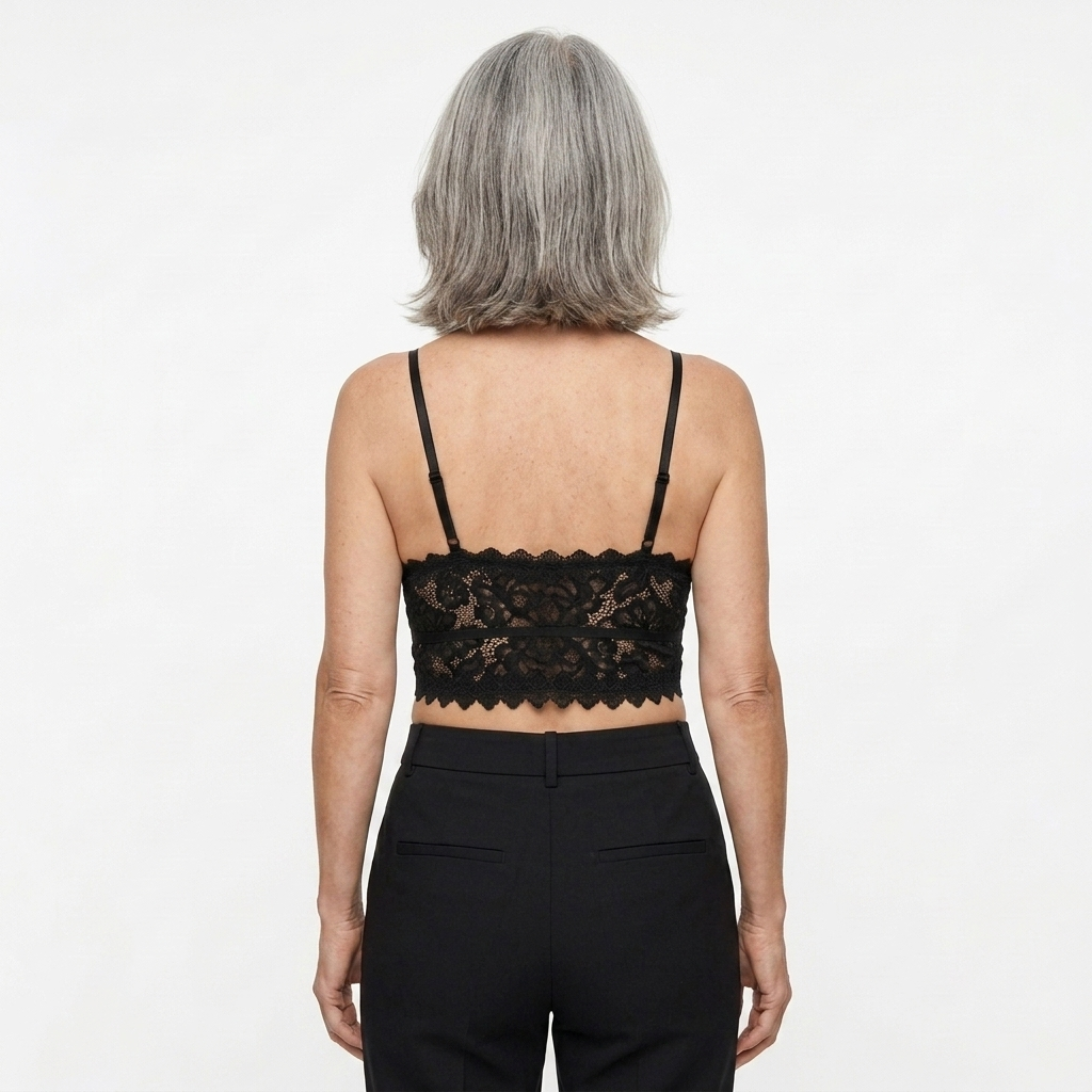 Short lace crop top for women — V-neck — chic look