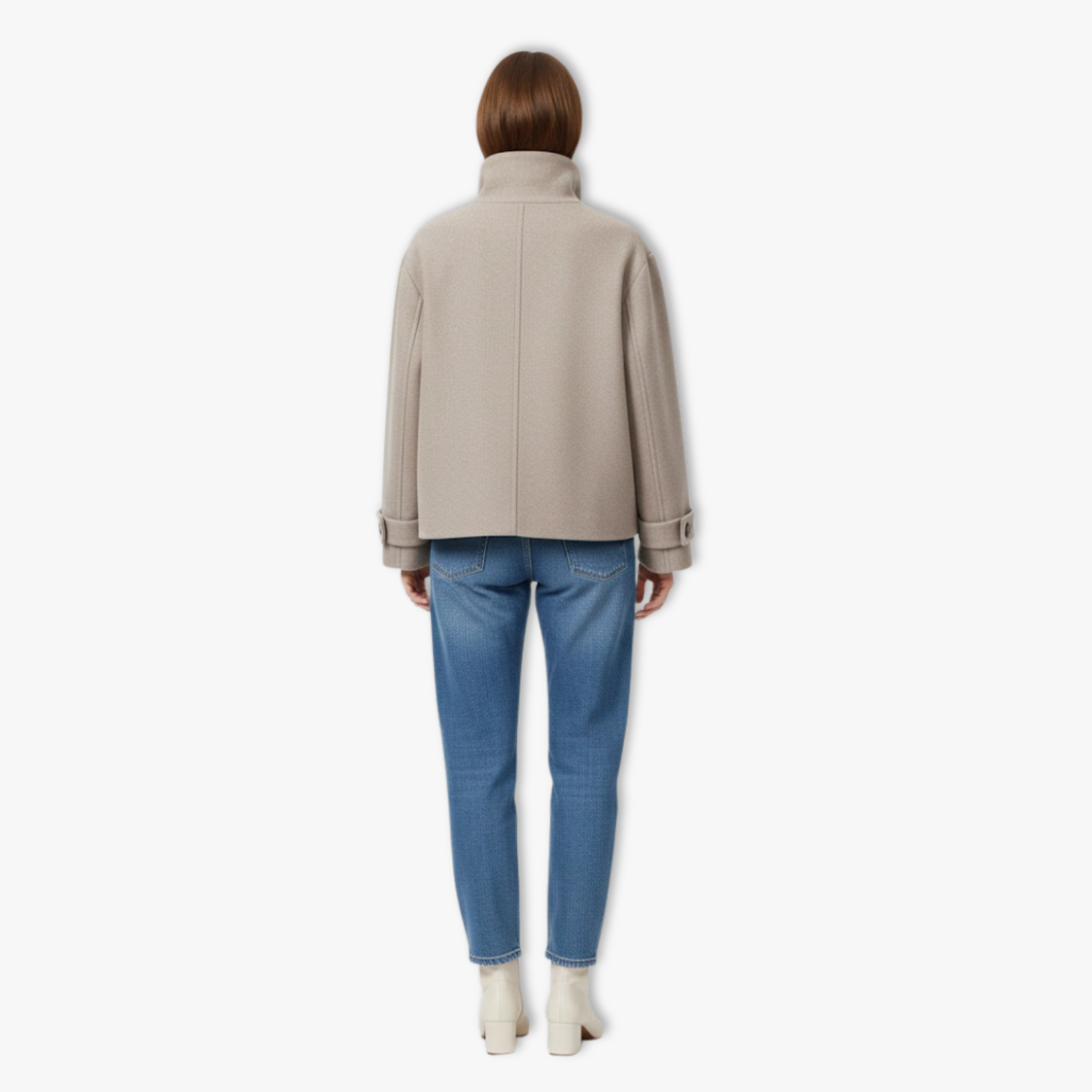 Loose and Casual Women's Coat with Long Sleeves, Buckle, and Stand-up Collar