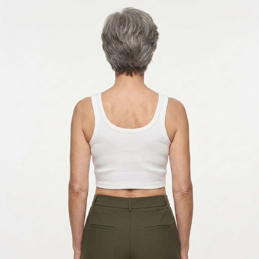Women's cropped tank top — ribbed knit — square neckline — beach and vacation