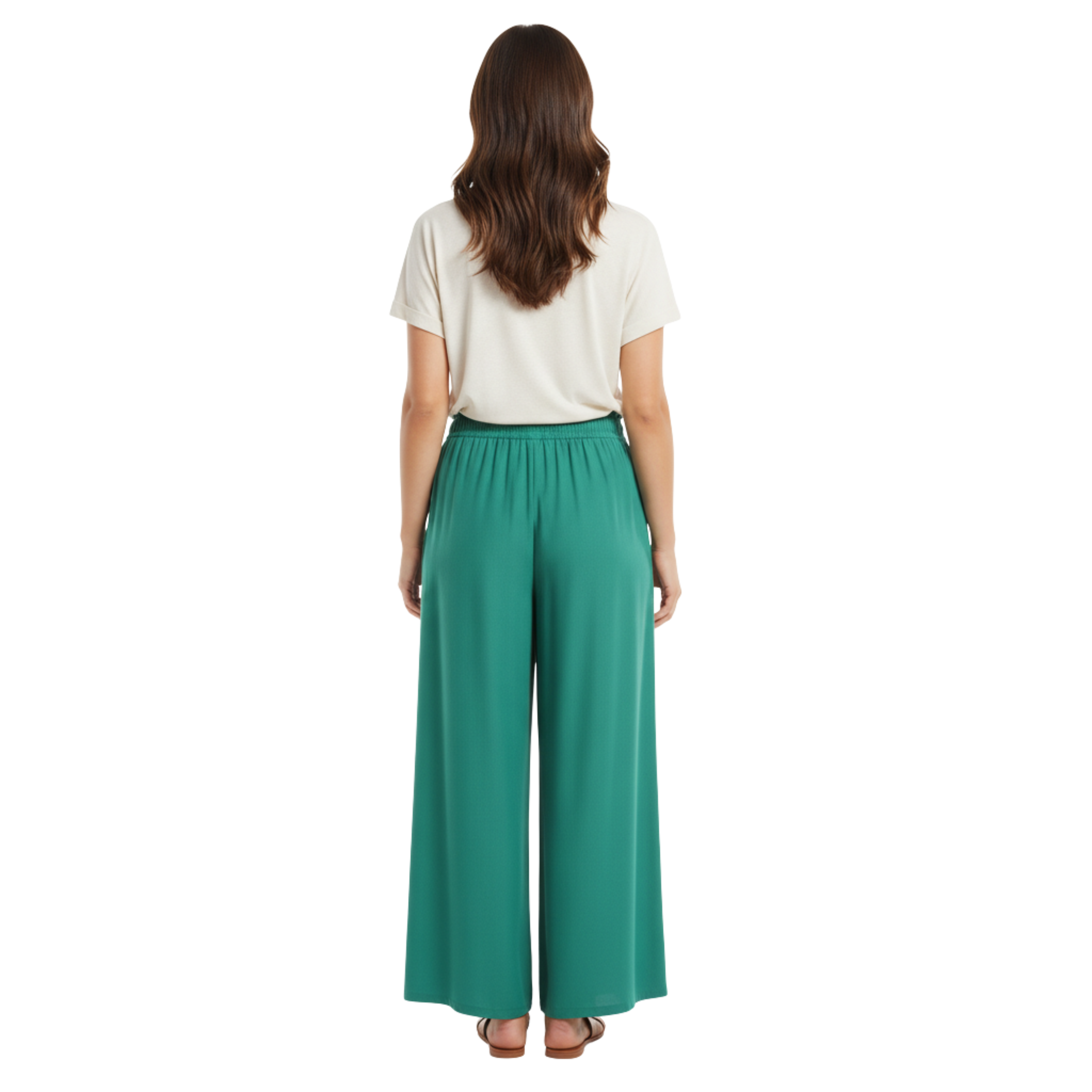 Wide-leg loose pants for women with elastic waistband and pockets