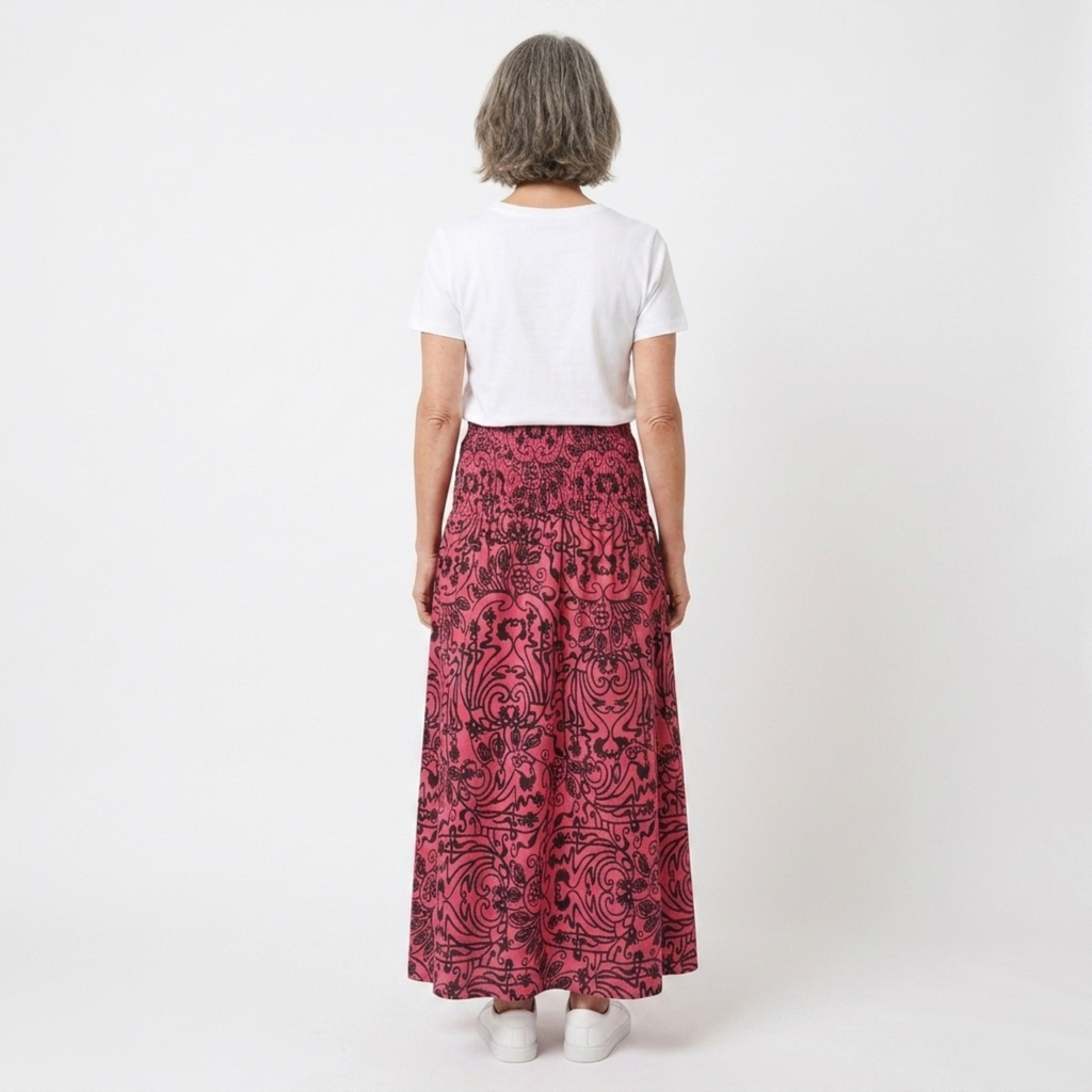 Bohemian long maxi skirt — elastic high waist — summer vacation