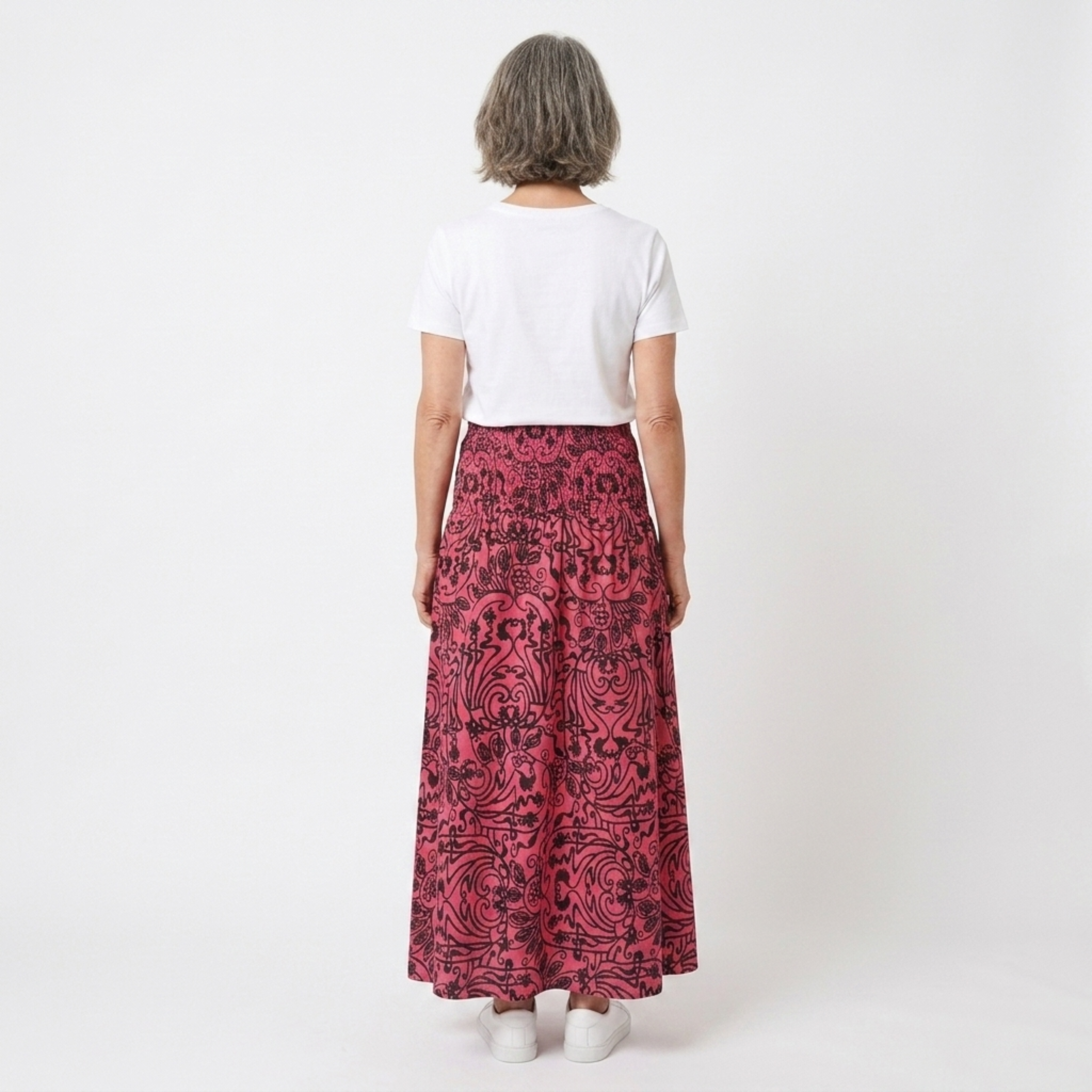 Bohemian long maxi skirt — elastic high waist — summer vacation