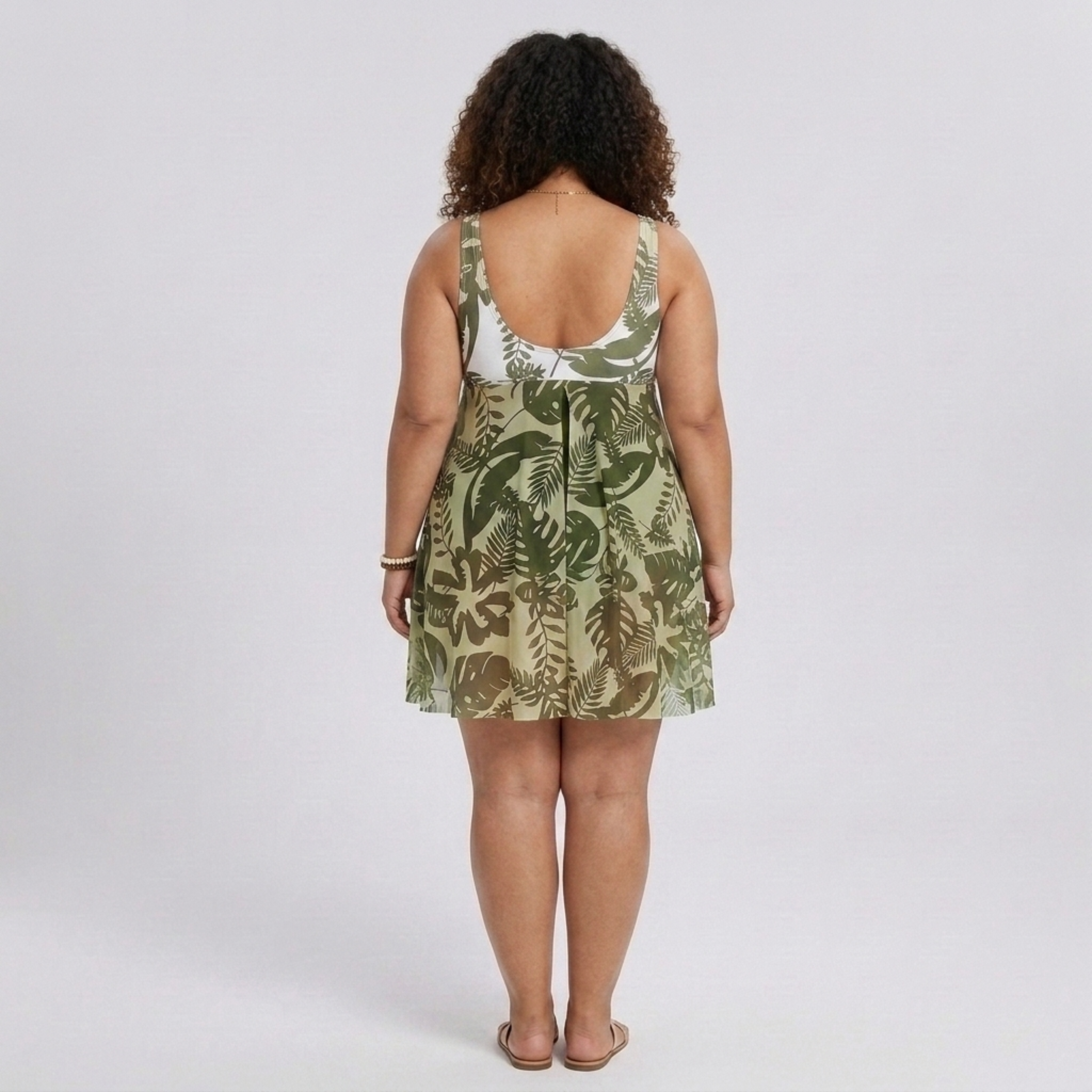 Plus Size One-Piece Swimsuit for Women with Integrated Floral Print Sarong