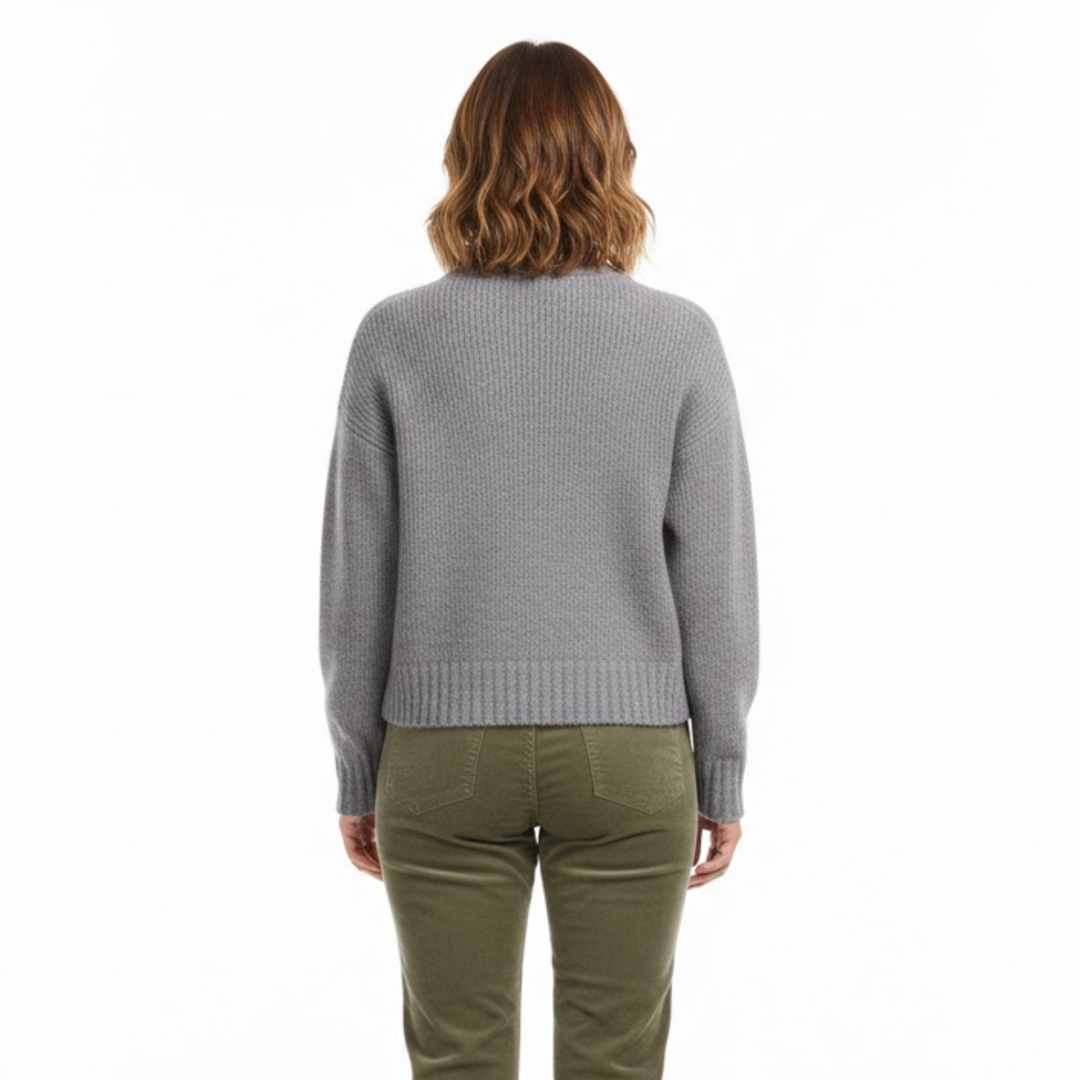 Knitted zip-up sweater jacket for women with round neck, casual vintage style