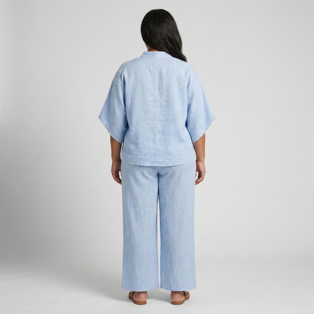 Plus size linen two-piece set for women