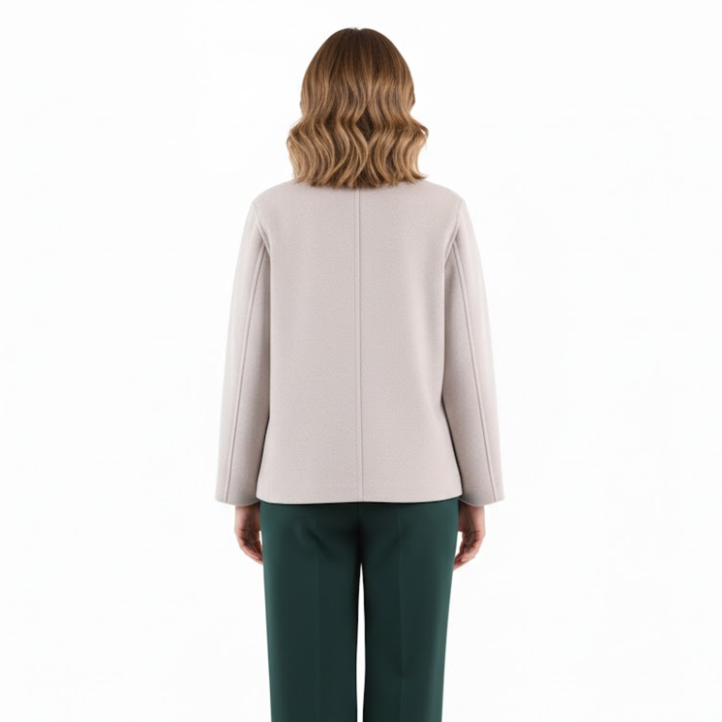 Short jacket for women with a high collar and single-button closure, casual fit