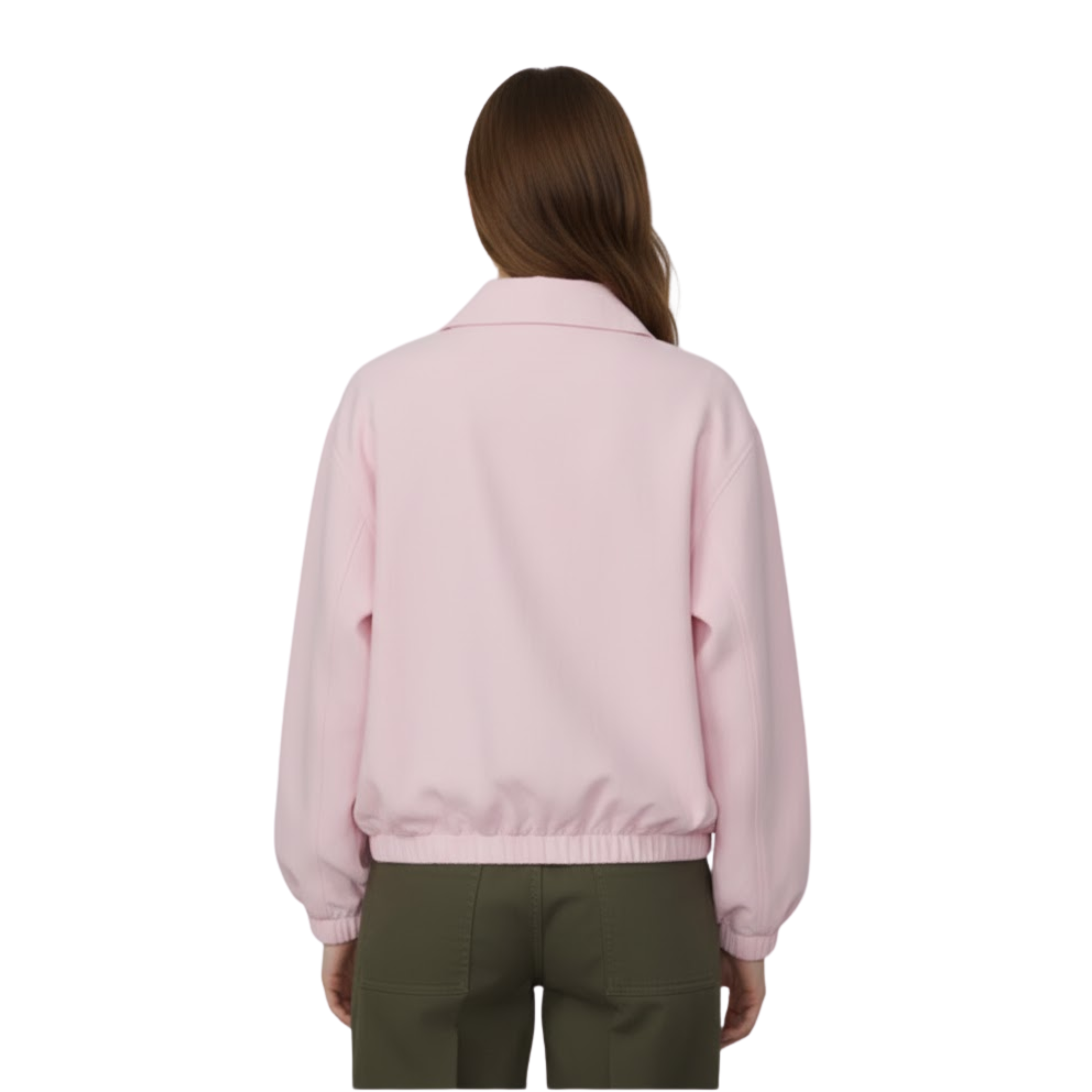 Short Jacket with Lapel Collar and Zipper Closure, Loose Fit for Women