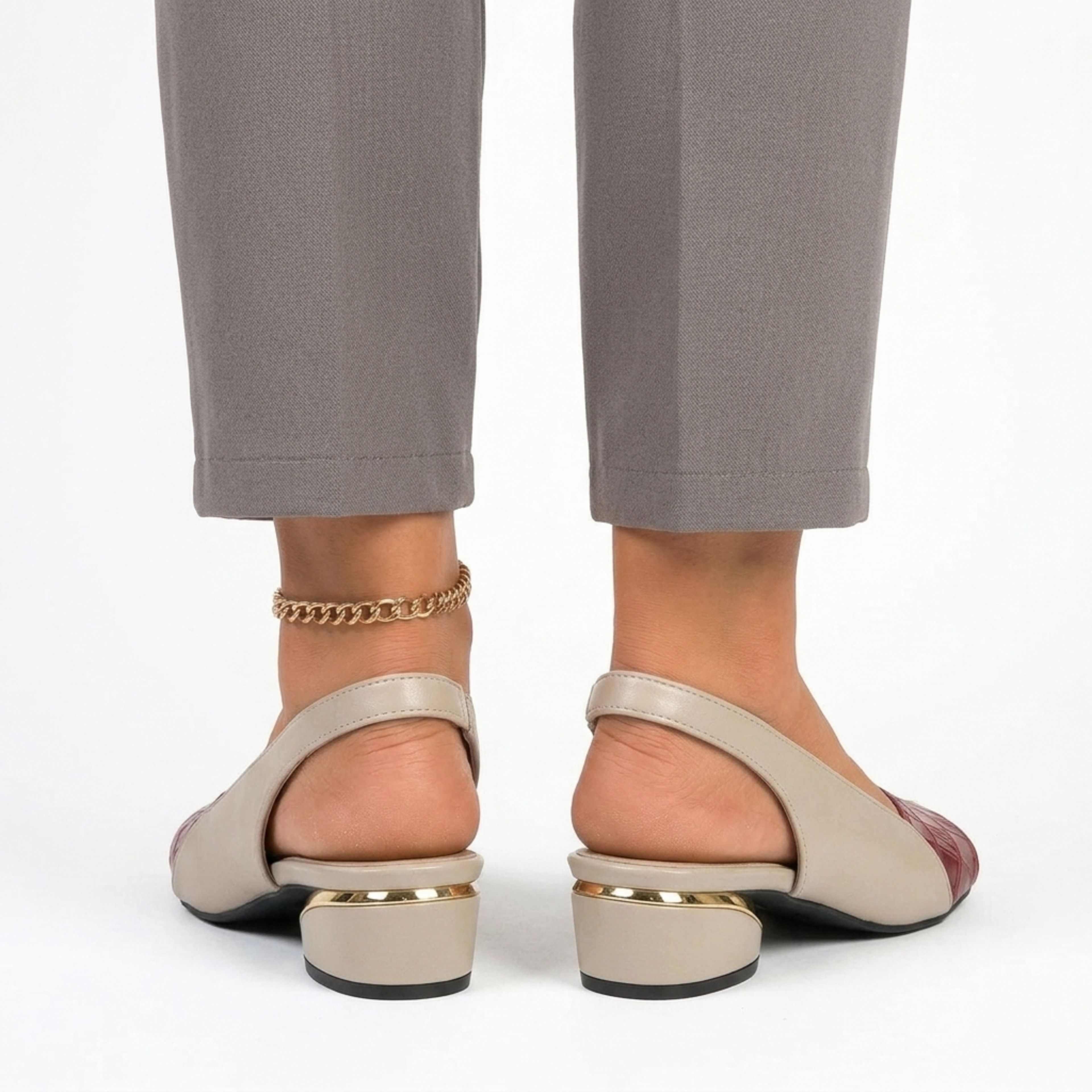 Women's slingback sandals — block heel and open toe — office