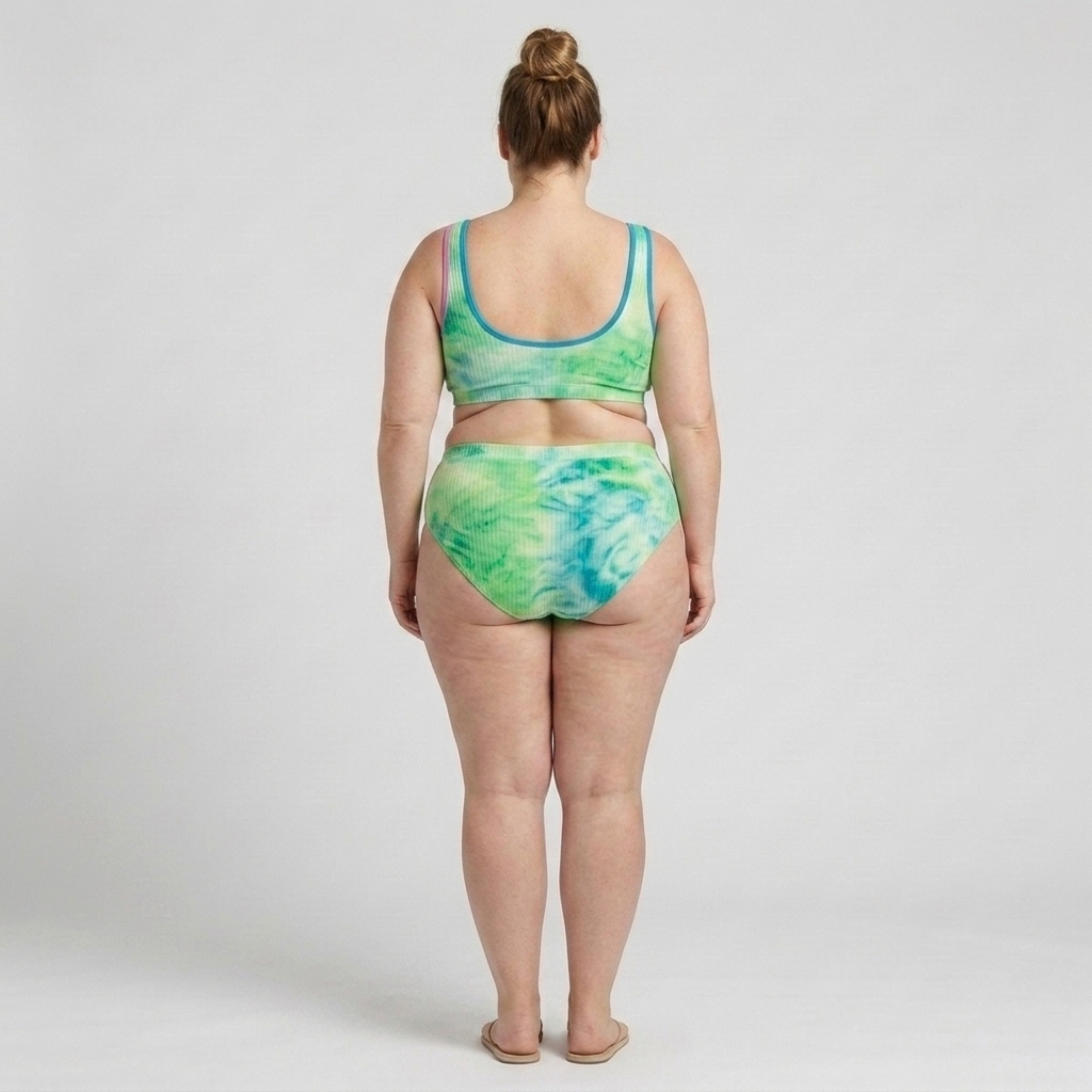 Plus Size Two-Piece Bikini for Women with High Waist Tie-Dye Effect