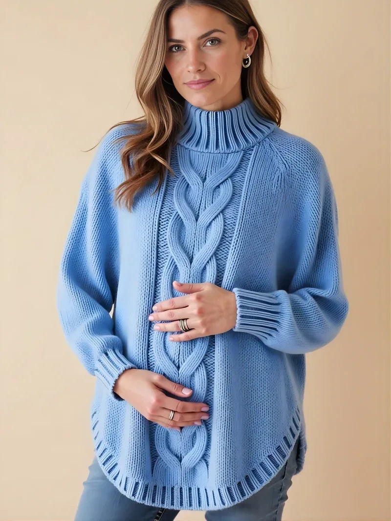 Oversized Maternity Sweater with High Neck