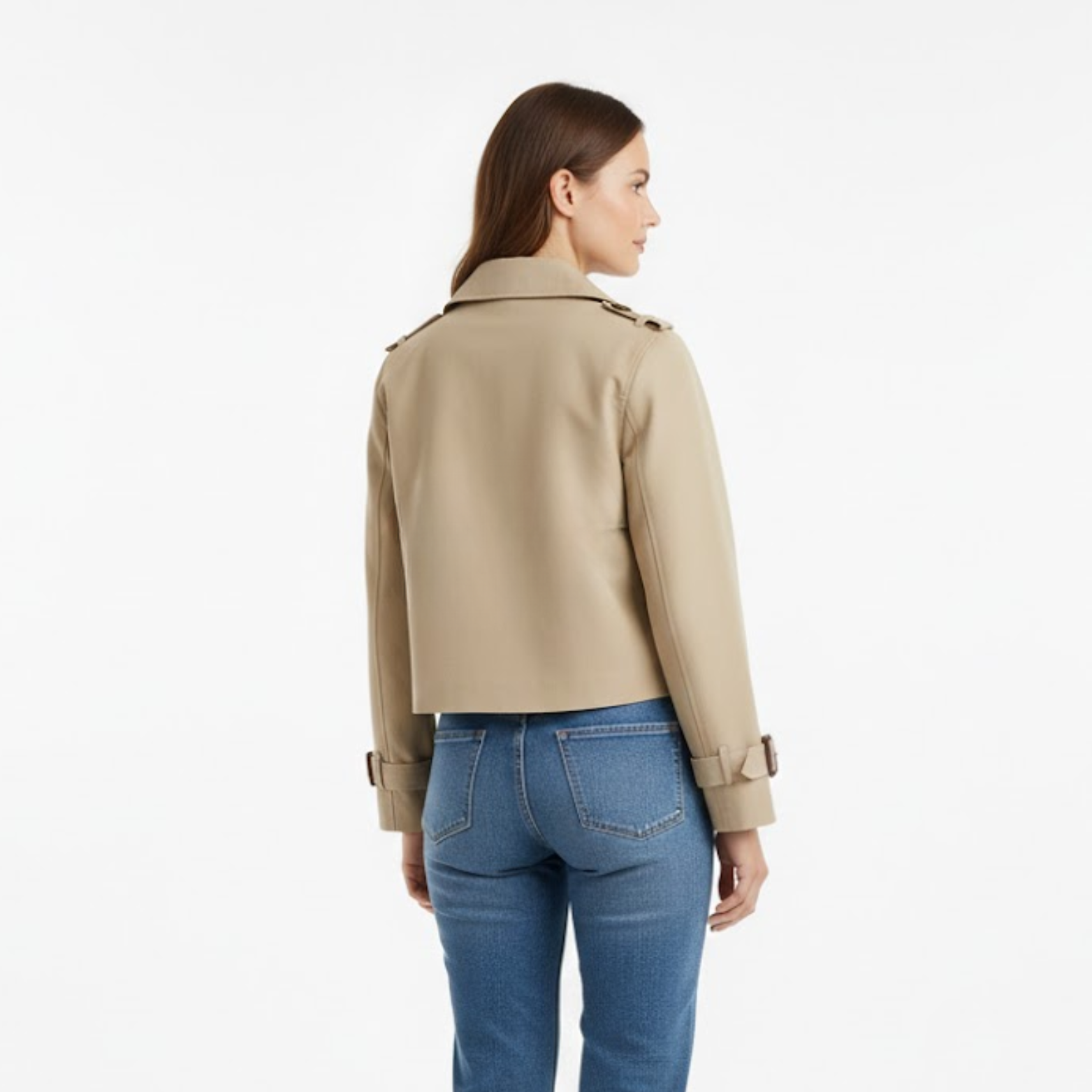 Short trench coat for women with double-breasted vintage and elegant style