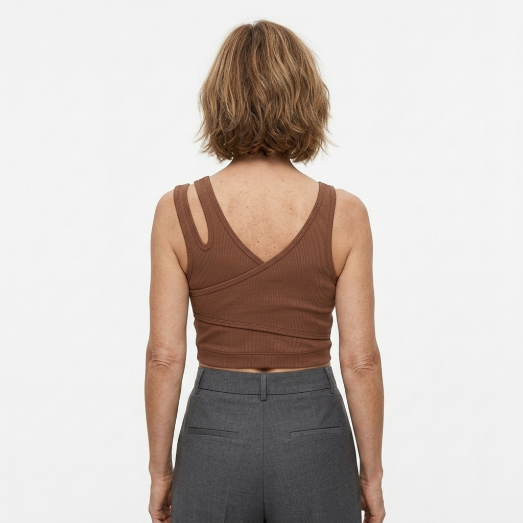 Short crop tank top — V-neck — bohemian style