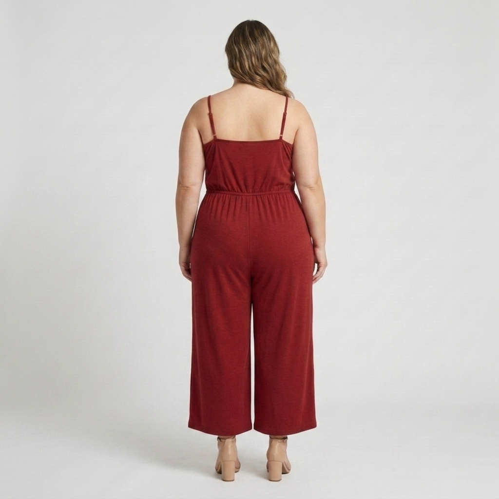 Plus size women's loose and casual wide-leg jumpsuit