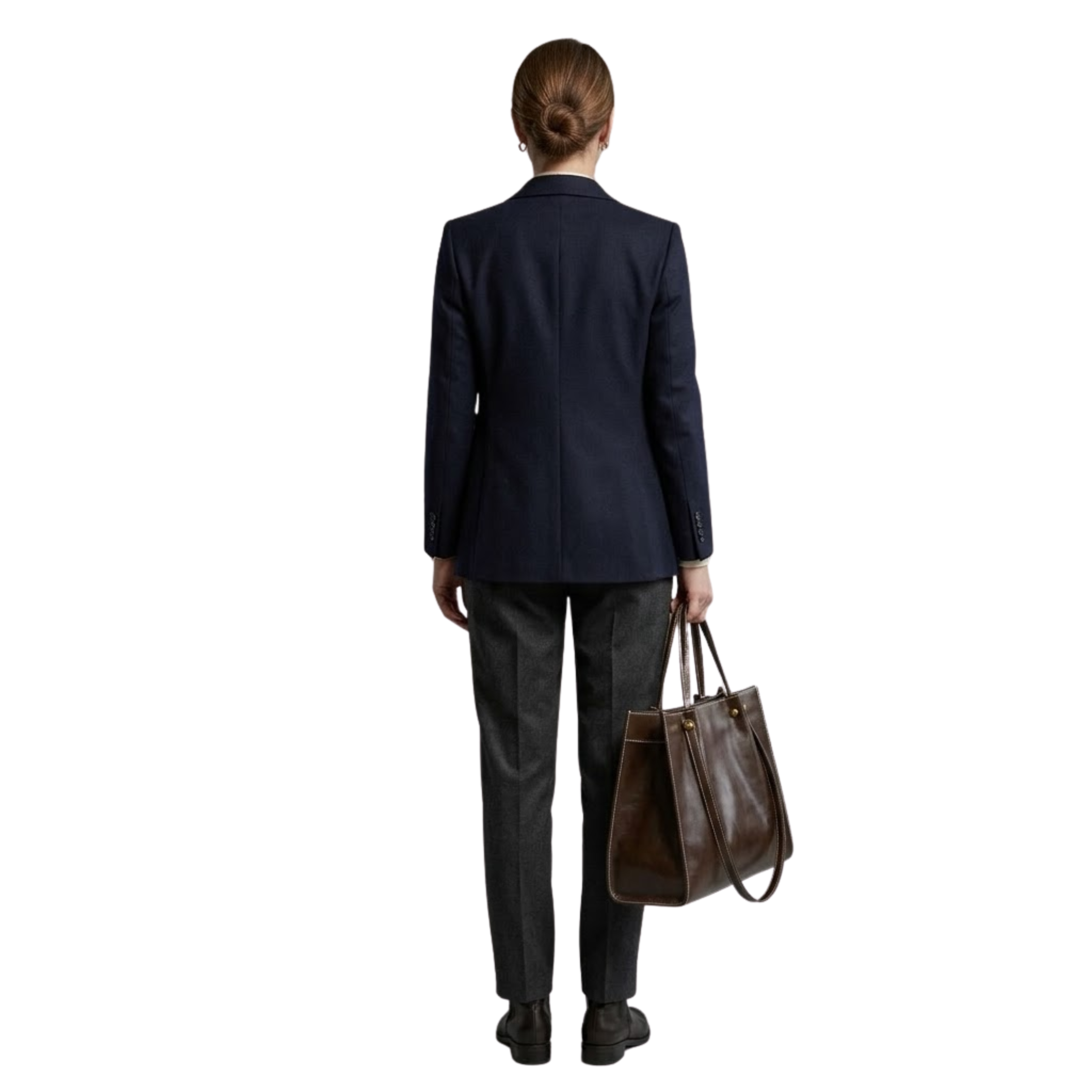 Vegan Leather Tote Bag with Zipper and Shoulder Strap for Women